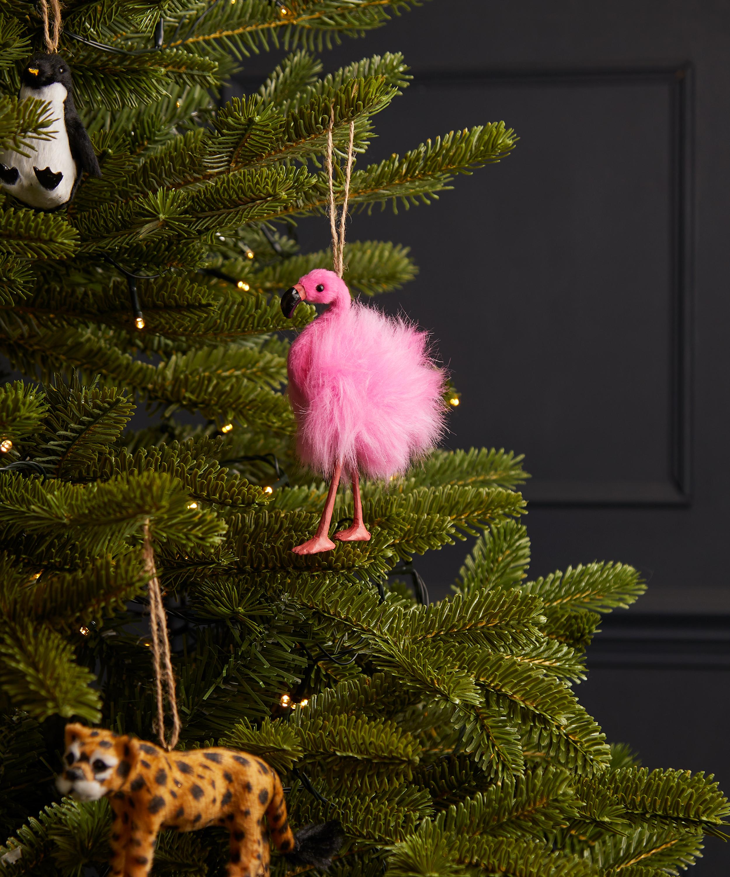 Christmas - Faux Fur Flamingo Ornament image number 1