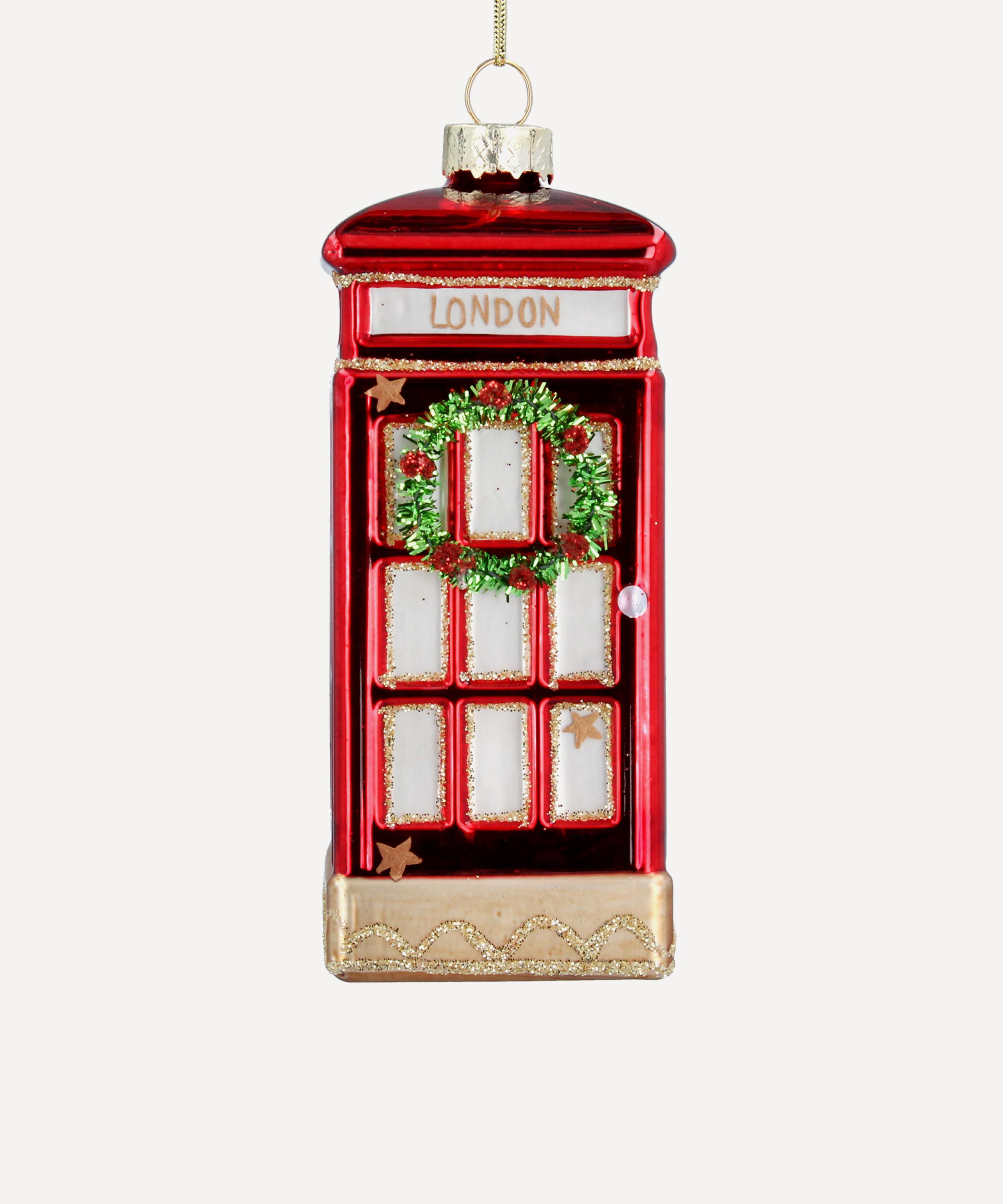 Christmas - London Phone Box with Wreath Ornament image number 0
