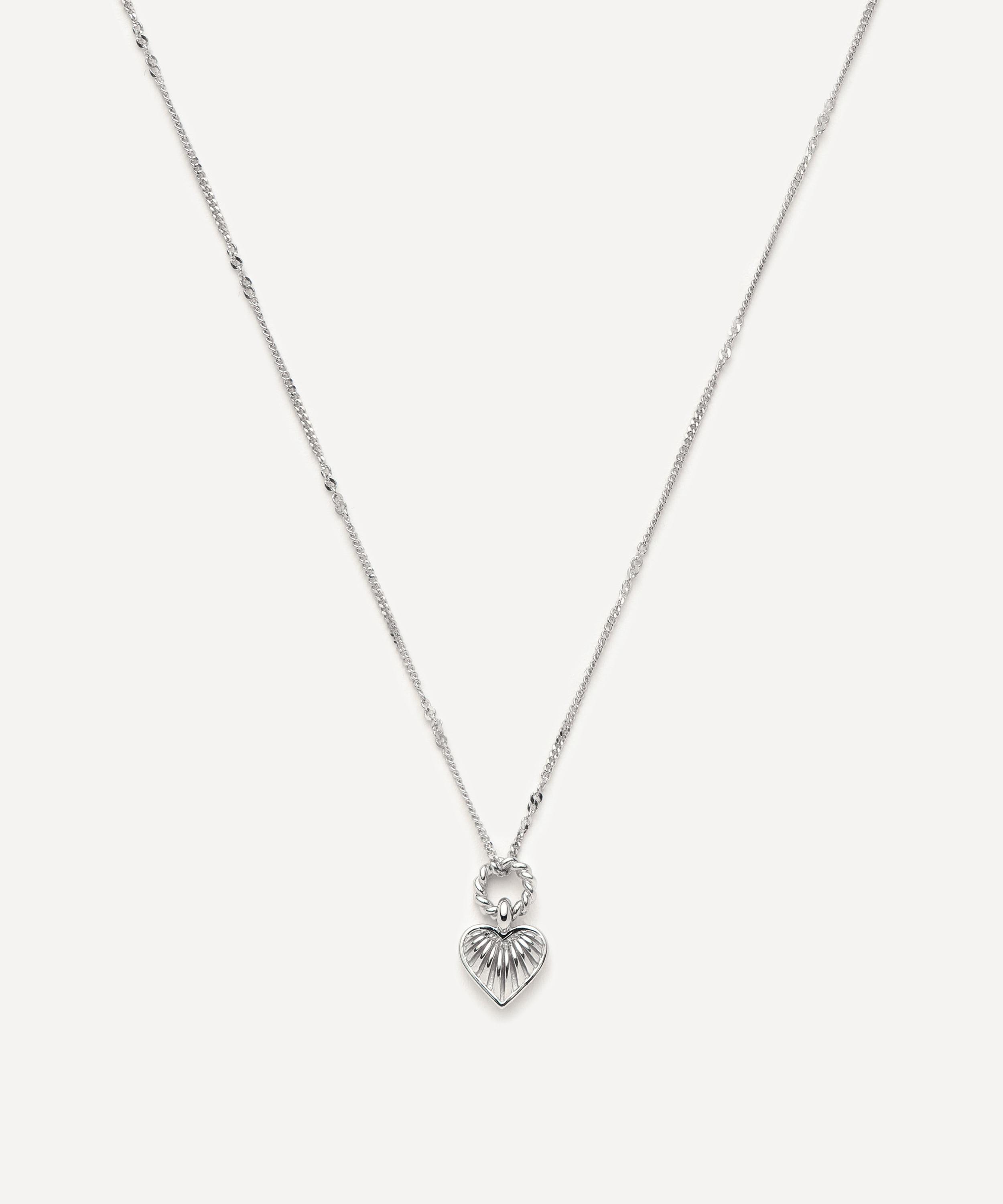 Missoma - Rhodium-Plated Mini Ridge Heart Pendant Necklace image number 0