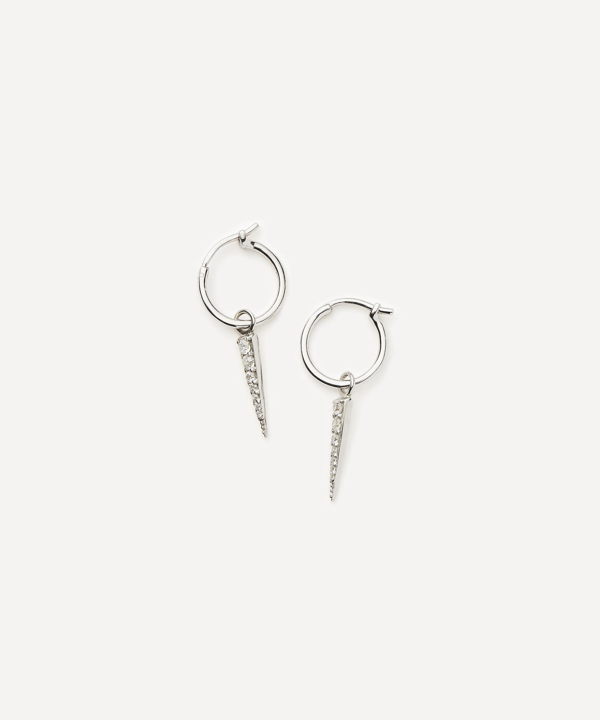 Missoma - Sterling Silver Small Pave Spike Charm Hoop Earrings image number 0