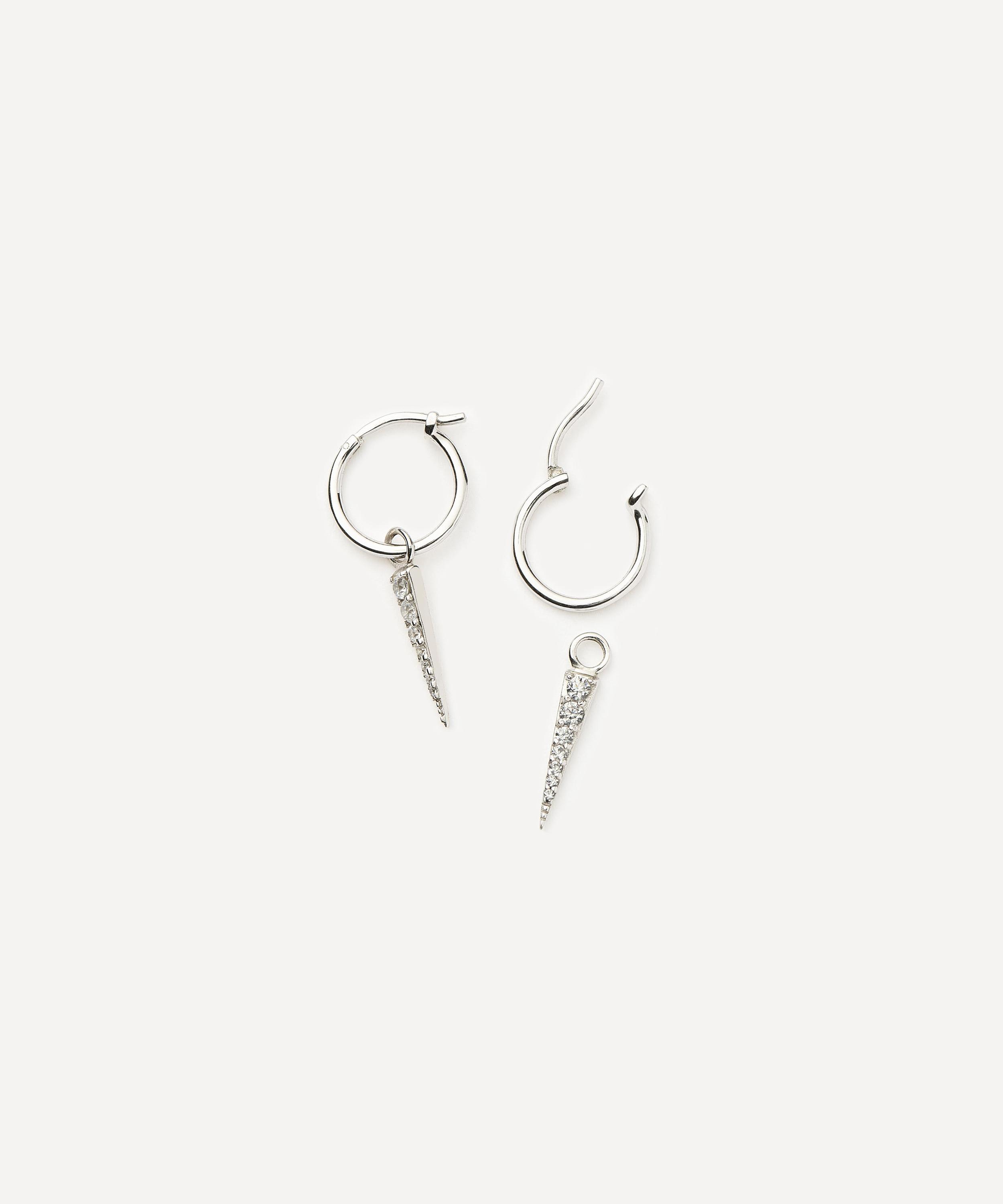 Missoma - Sterling Silver Small Pave Spike Charm Hoop Earrings image number 1