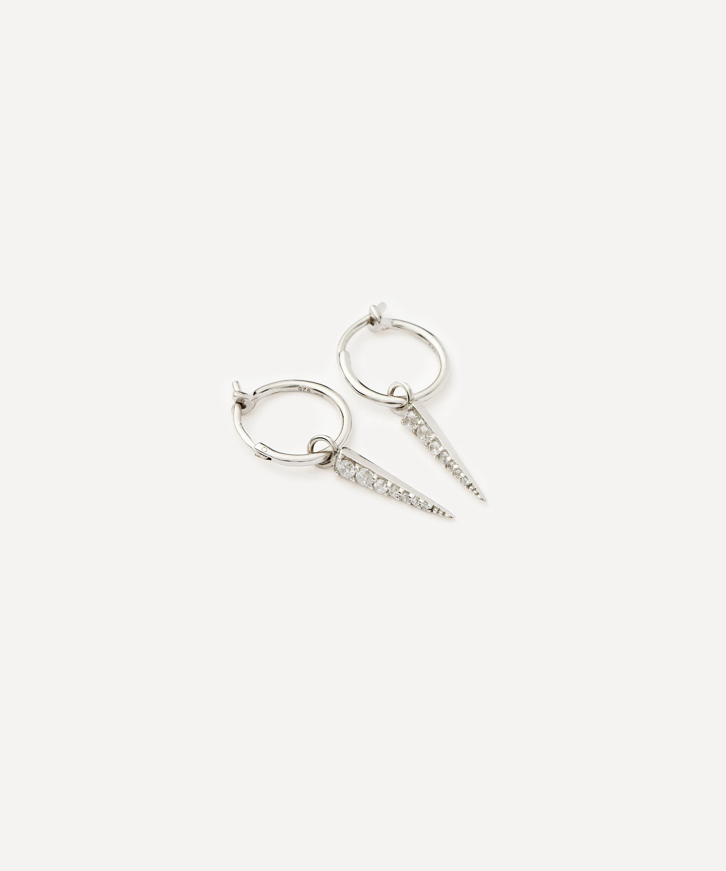 Missoma - Sterling Silver Small Pave Spike Charm Hoop Earrings image number 2