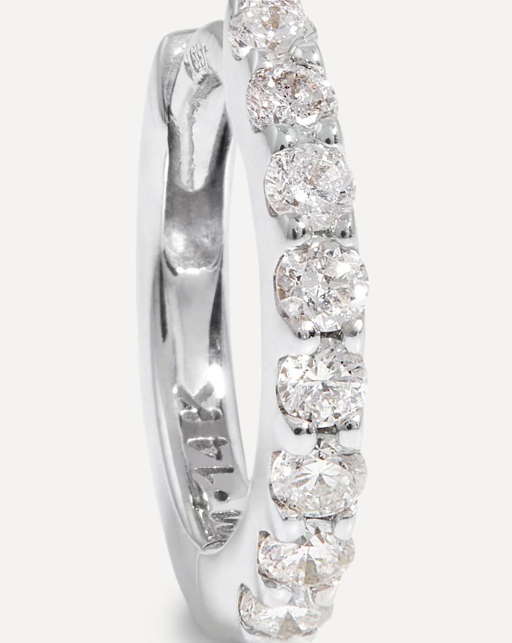 Missoma - 14ct White Gold Fine Classic Diamond Huggie Hoop Earrings image number 1