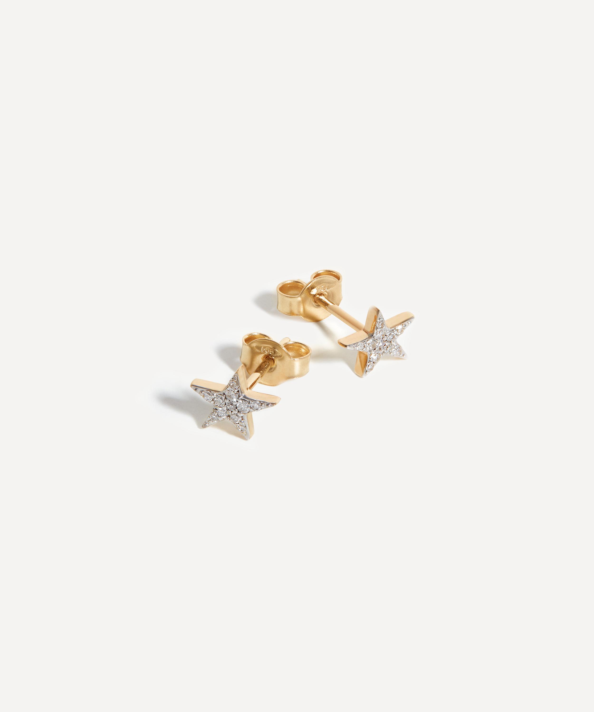 Missoma - 14ct Gold Fine Diamond Small Star Stud Earrings image number 0