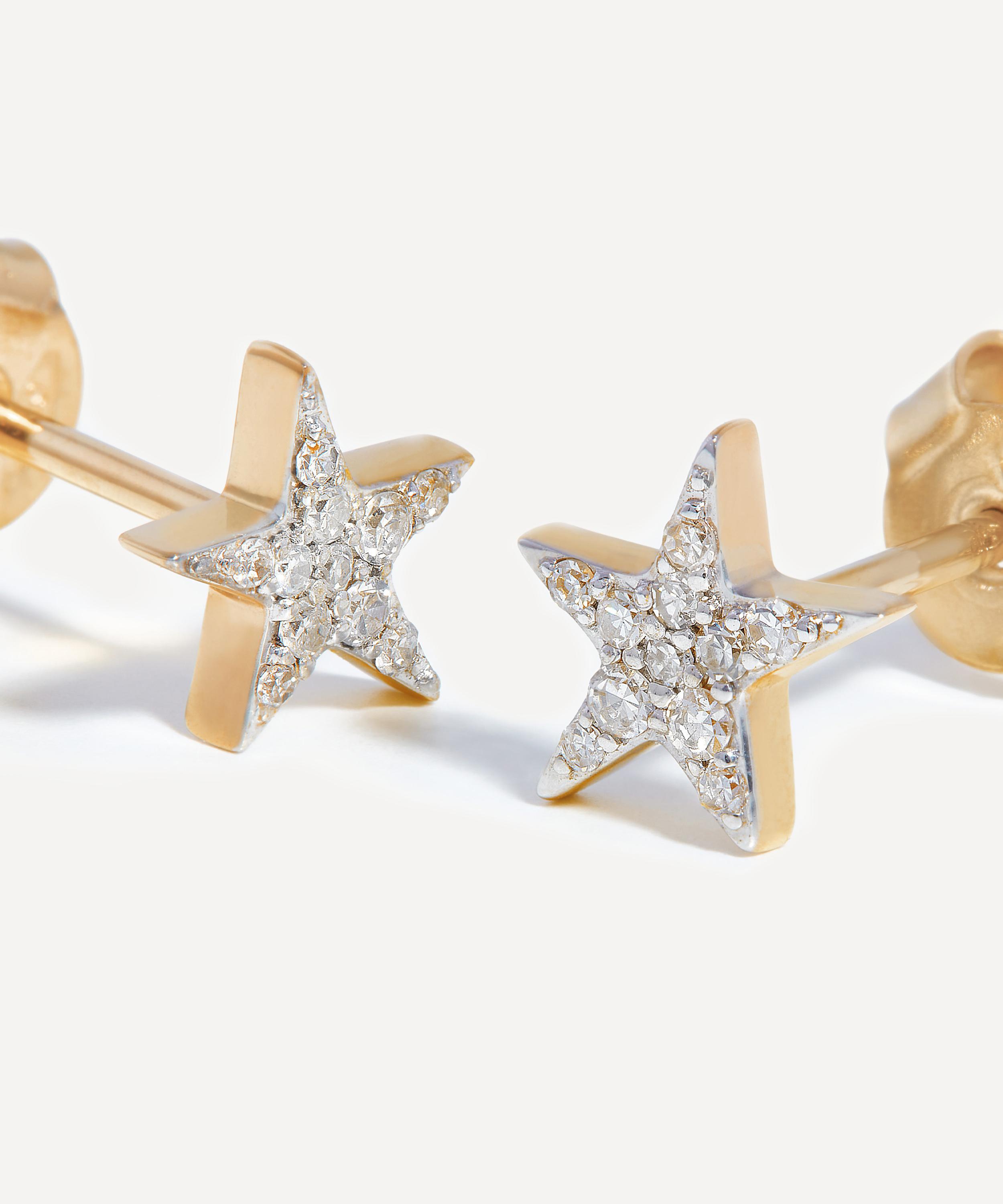 Missoma - 14ct Gold Fine Diamond Small Star Stud Earrings image number 2
