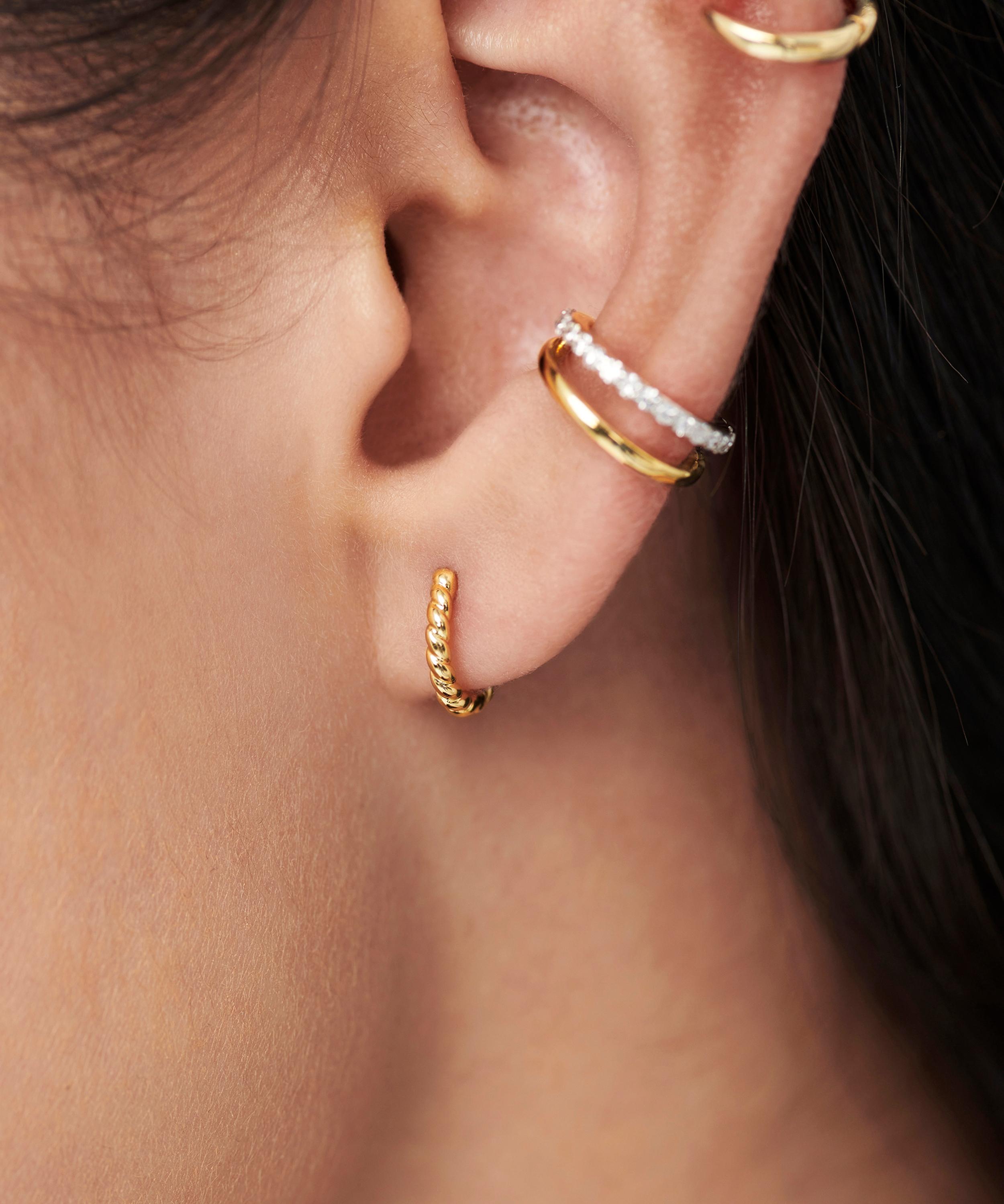 Missoma - 14ct Gold Fine Rope Huggie Hoop Earrings image number 1