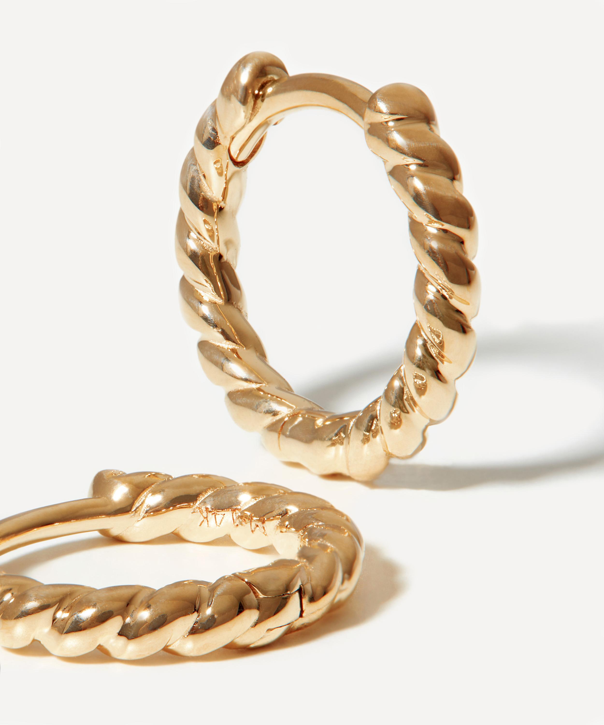 Missoma - 14ct Gold Fine Rope Huggie Hoop Earrings image number 2