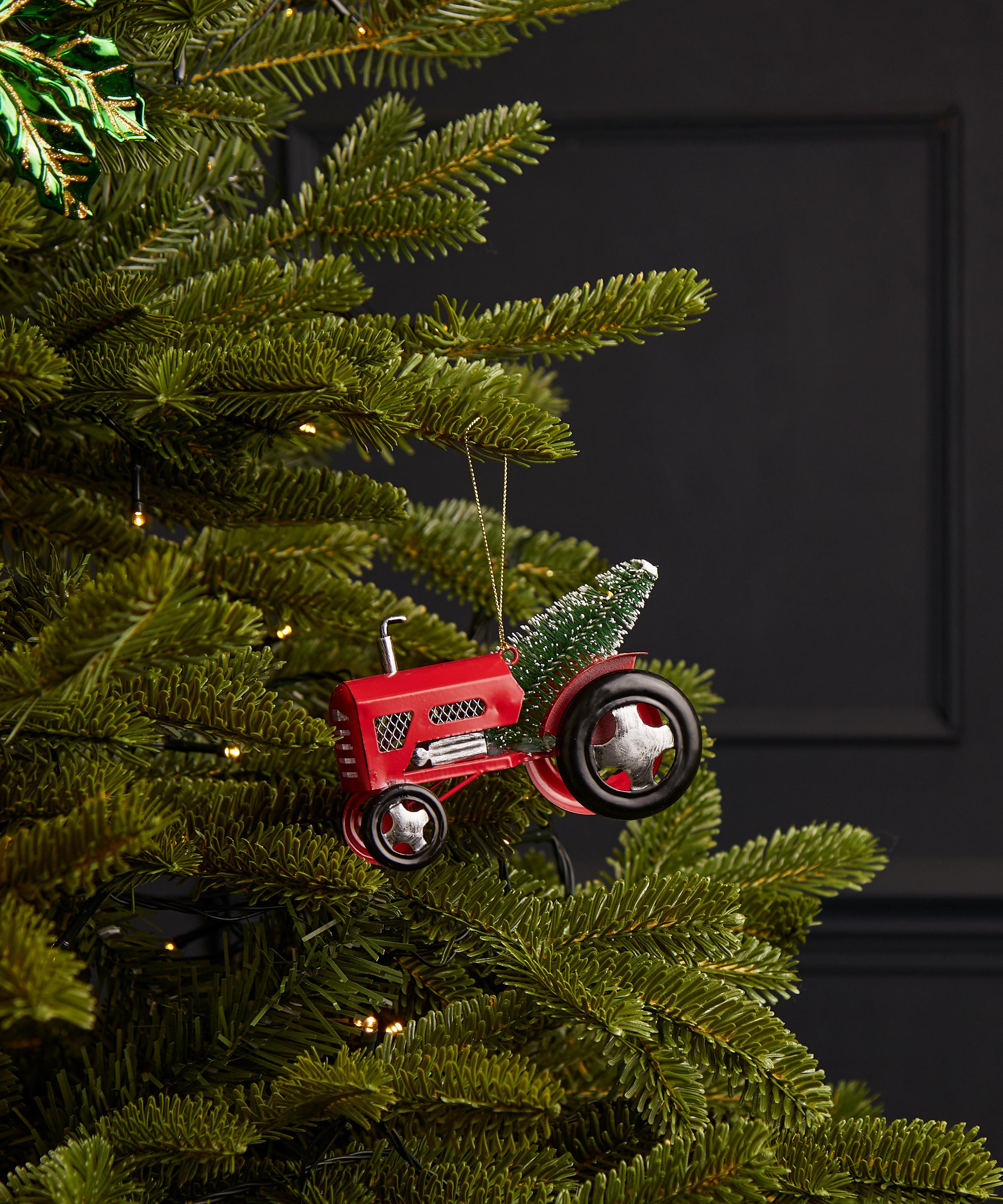 Christmas - Metal Tractor with Tree Ornament image number 1