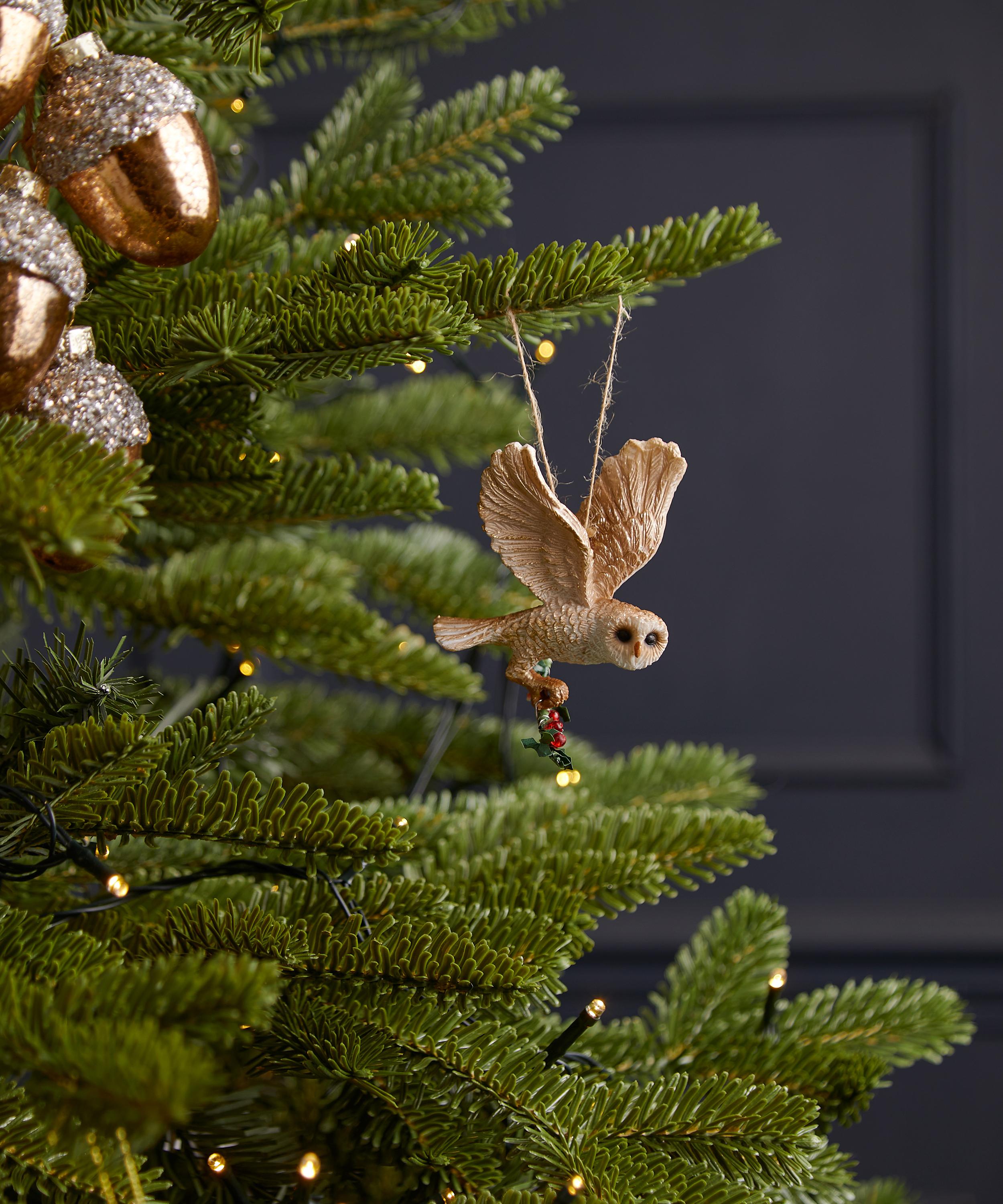 Christmas - Owl with Ivy Berries Ornament Set of 2 image number 0