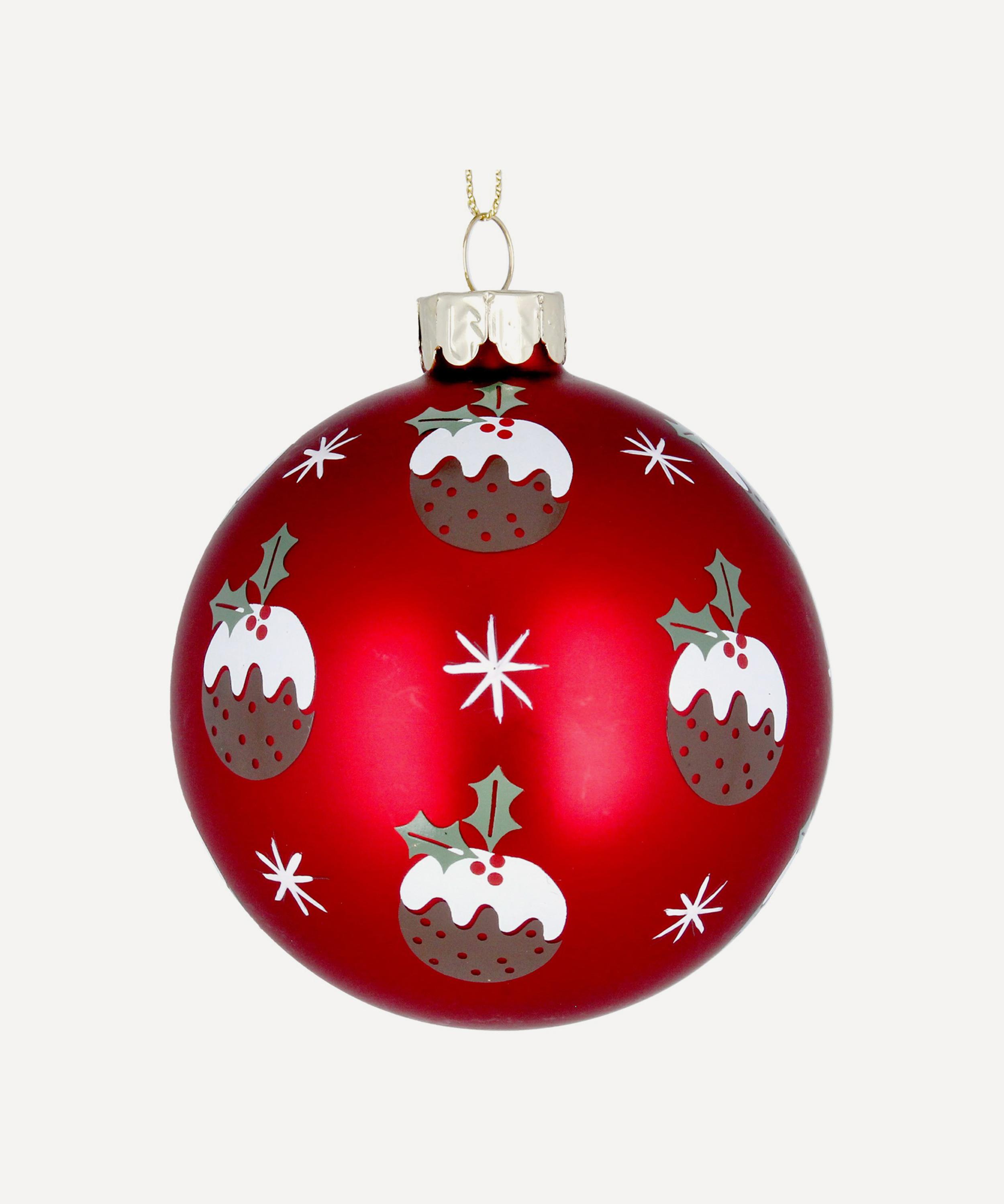 Christmas - Red Christmas Pudding Glass Bauble