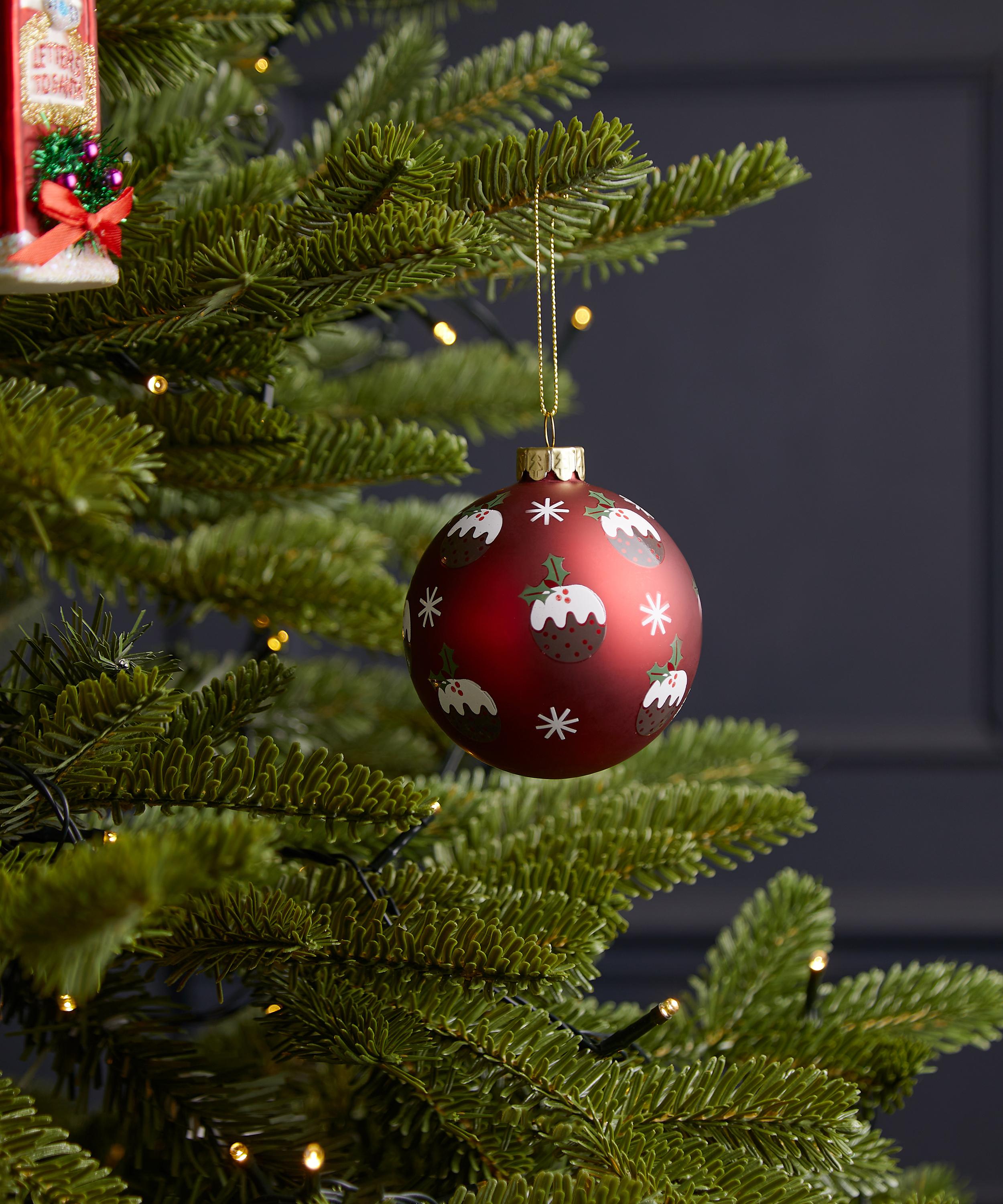 Christmas - Red Christmas Pudding Glass Bauble image number 1