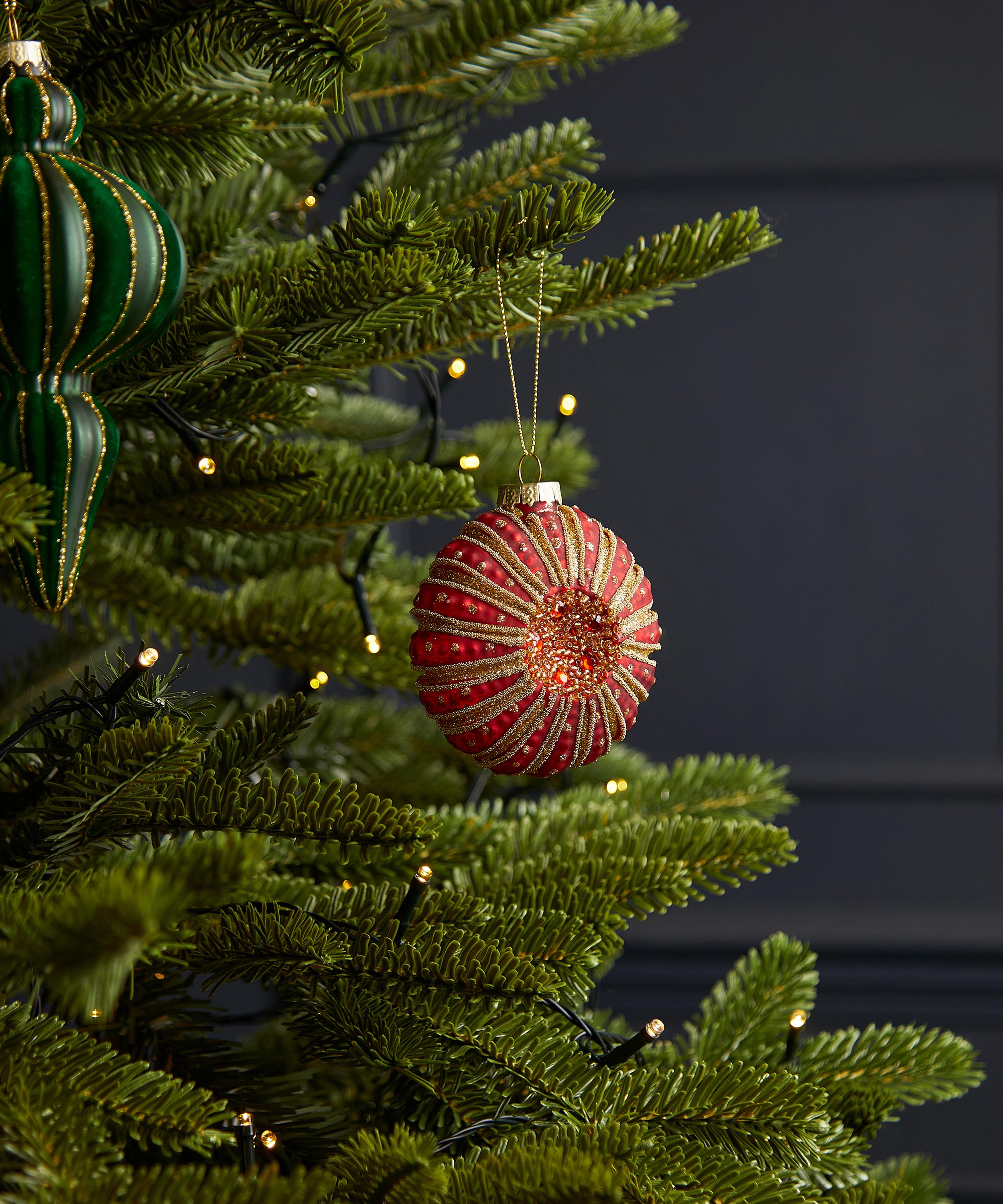 Christmas - Red Ornate Glass Disc Ornament image number 1