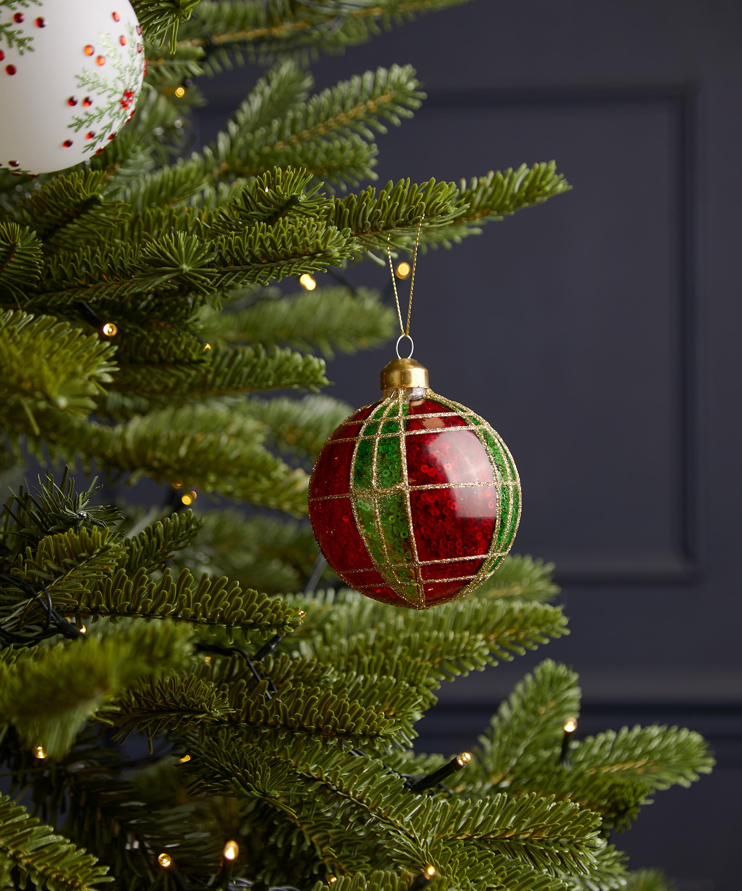 Christmas - Green Ornate Glass Disc Ornament image number 1