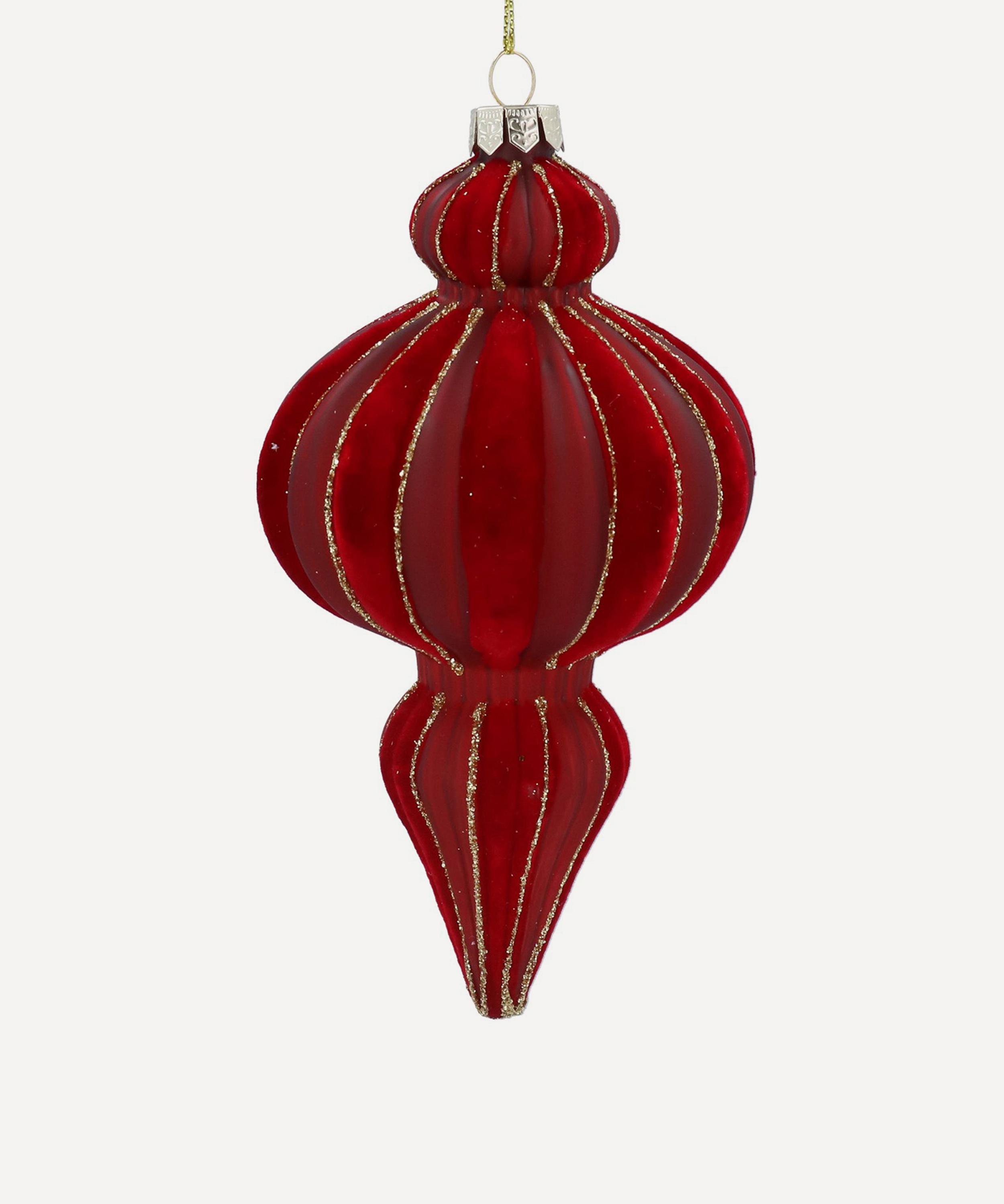 Christmas - Red Velvet Stripe Glass Ornament image number 0