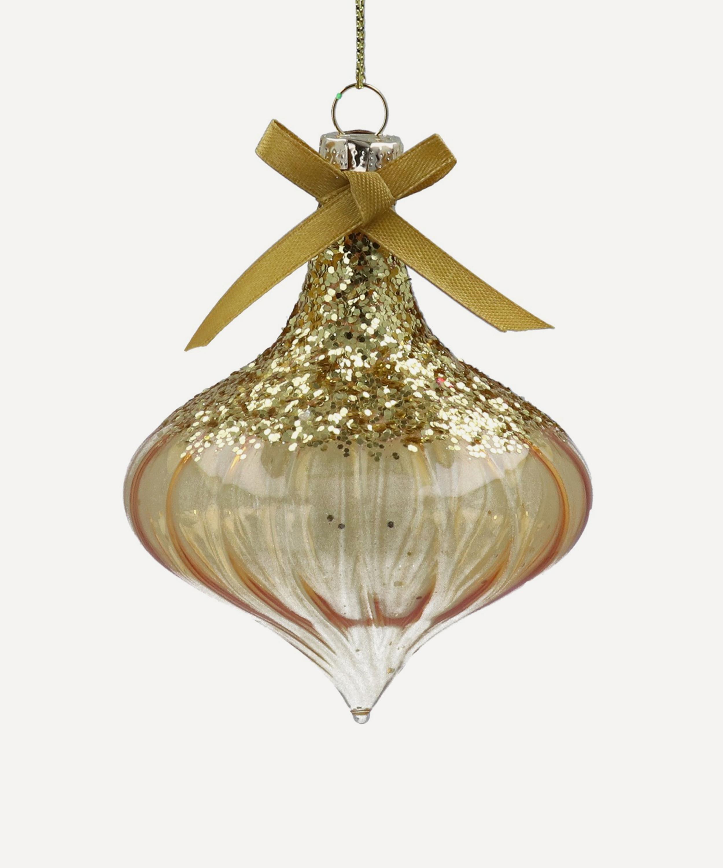 Christmas - Gold Sparkle Glass Bauble image number 0