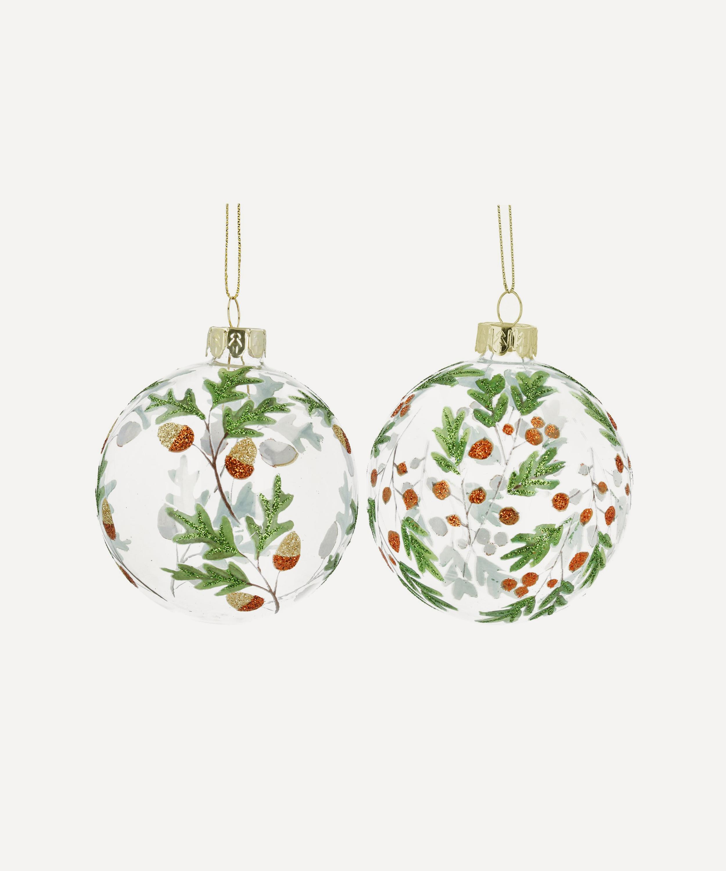 Christmas - Seasonal Leaves and Berries Glass Bauble image number 0