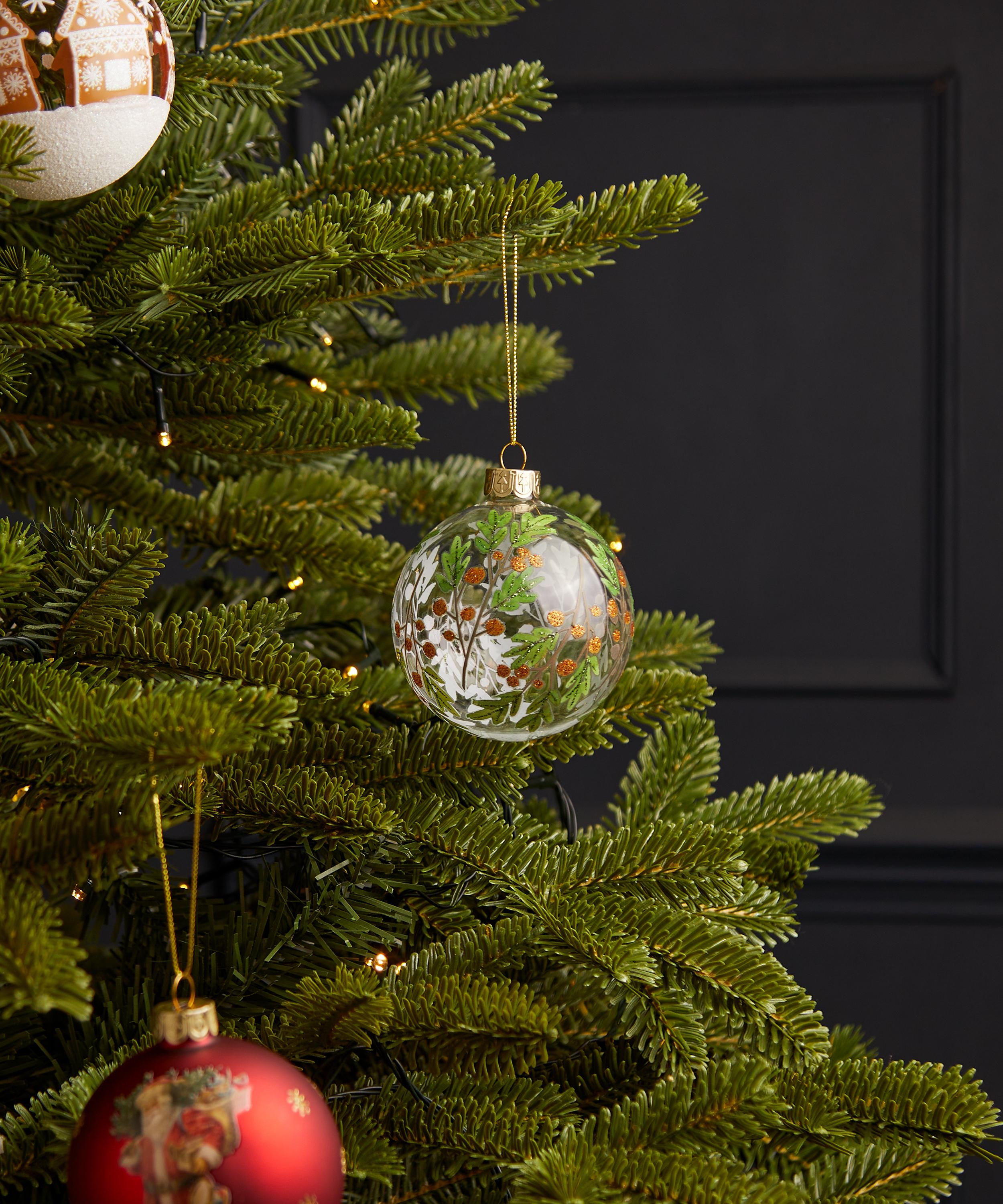 Christmas - Seasonal Leaves and Berries Glass Bauble image number 1