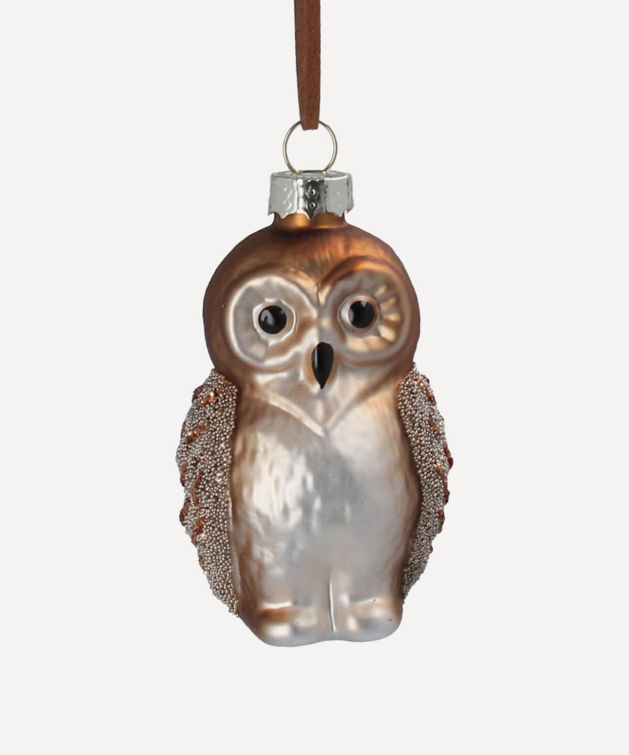 Christmas - Glass Owl with Beaded Wings Ornament image number 0