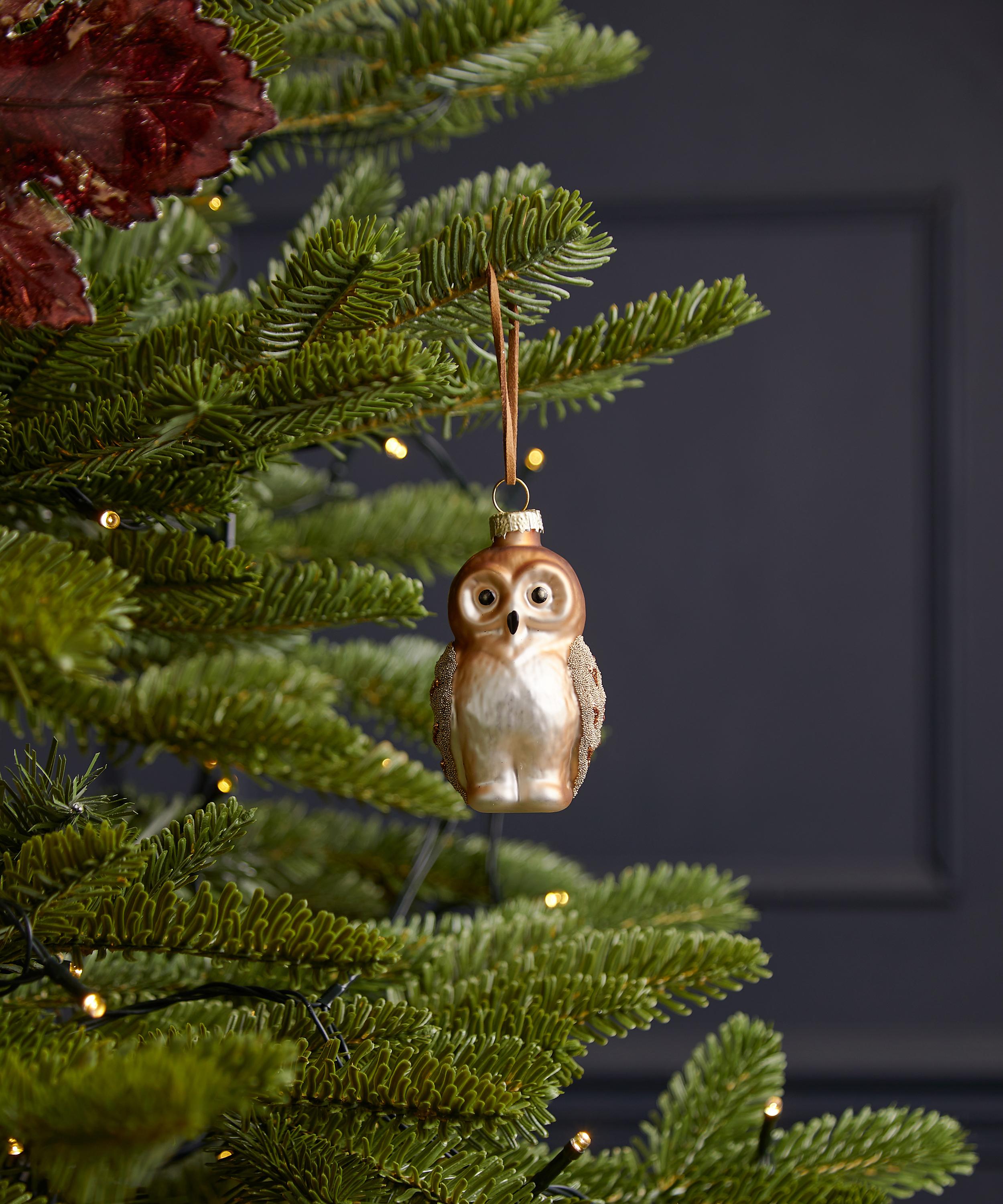 Christmas - Glass Owl with Beaded Wings Ornament image number 1