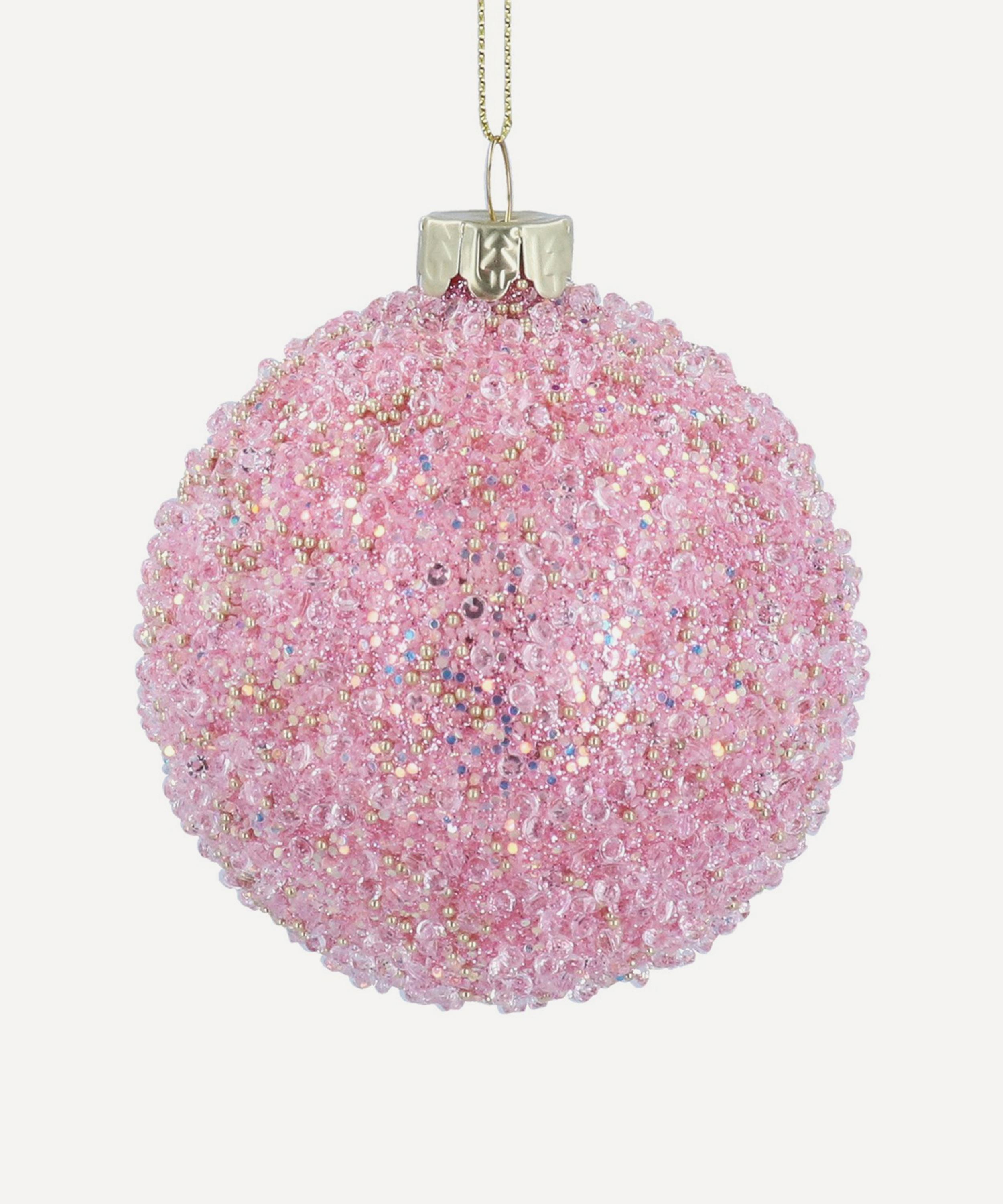 Christmas - Pink Glitter Glass Bauble image number 0