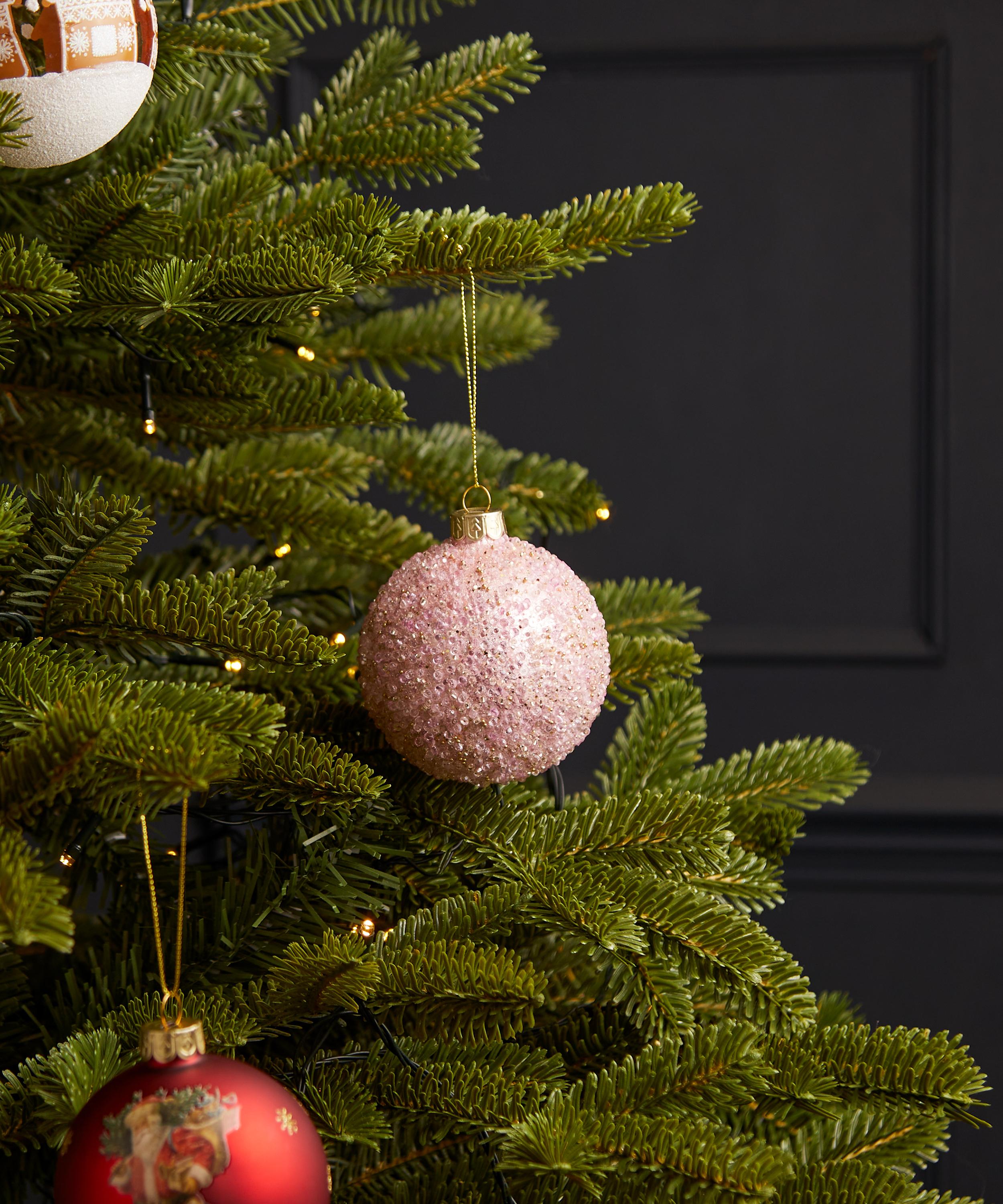Christmas - Pink Glitter Glass Bauble image number 1