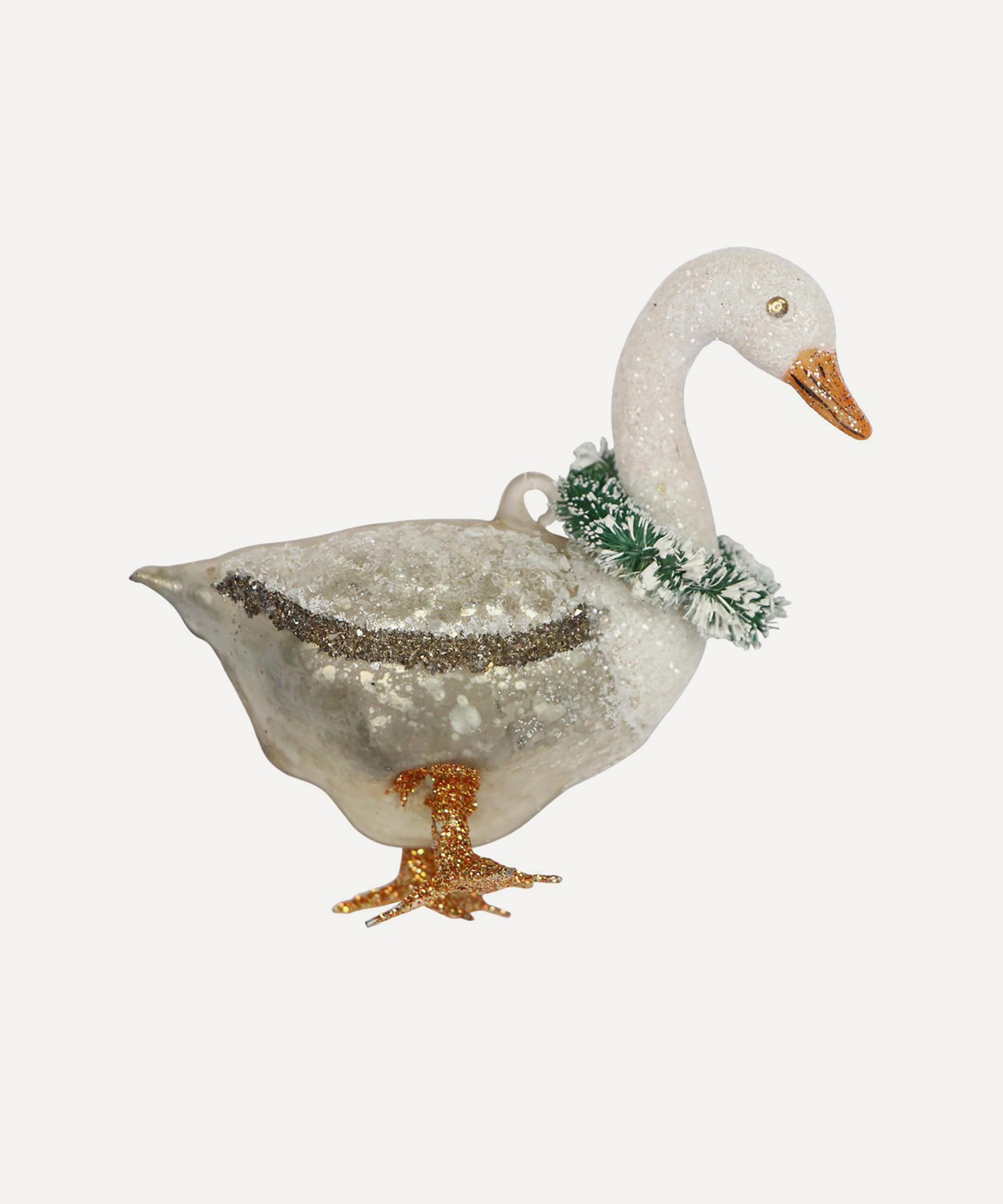 Christmas - Goose with Wreath Glass Ornament