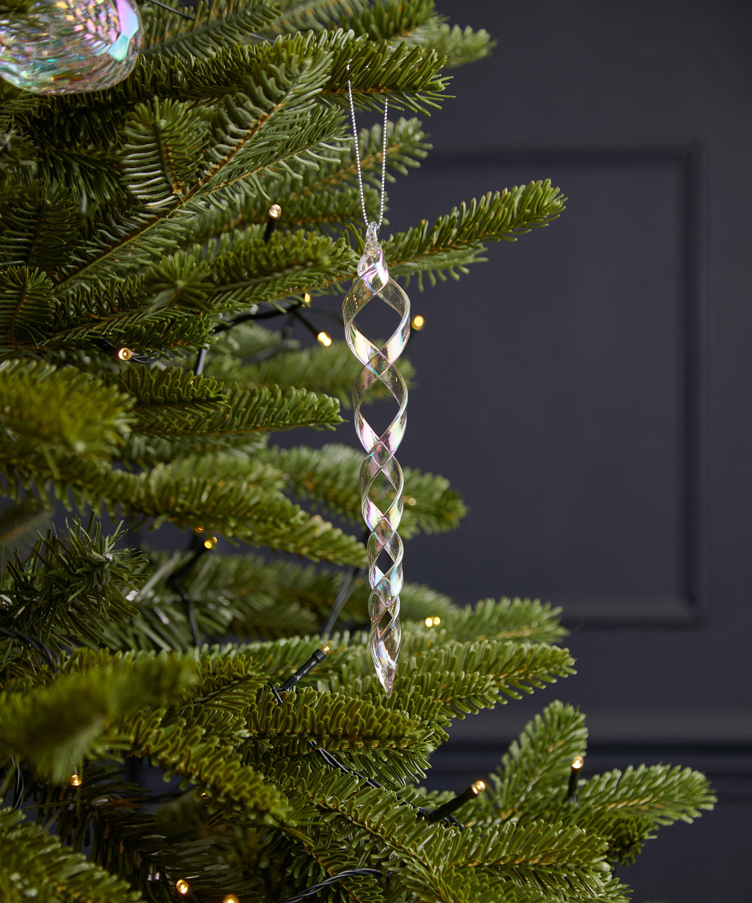 Christmas - Iridescent Glass Twist Icicle Ornament image number 1