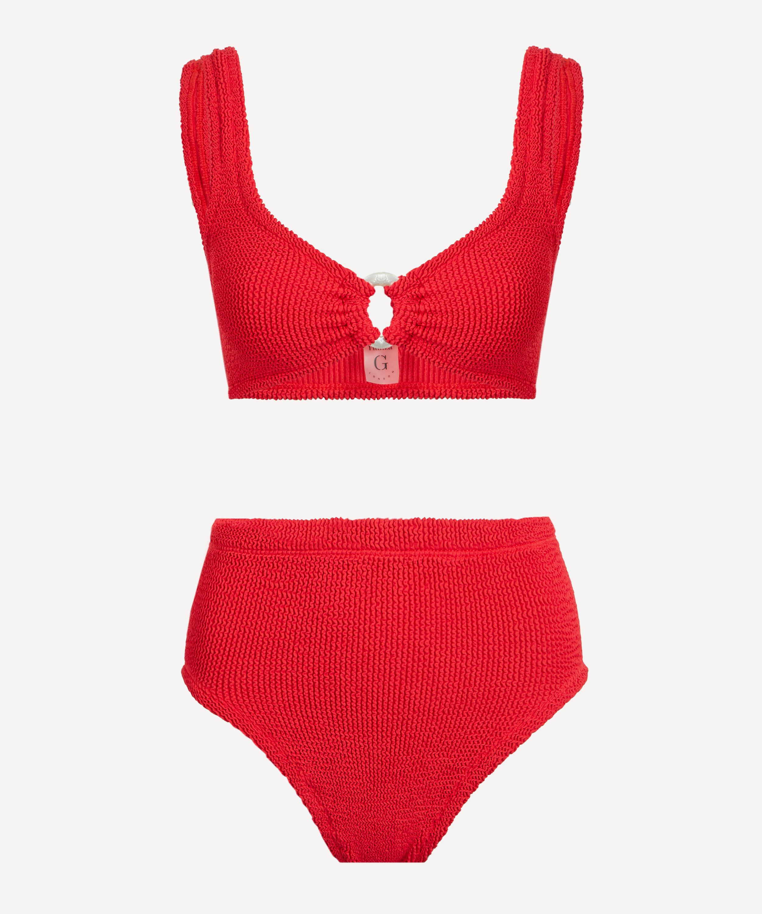 Hunza G - Red Nadine Bikini with Pearly Hoops image number 0