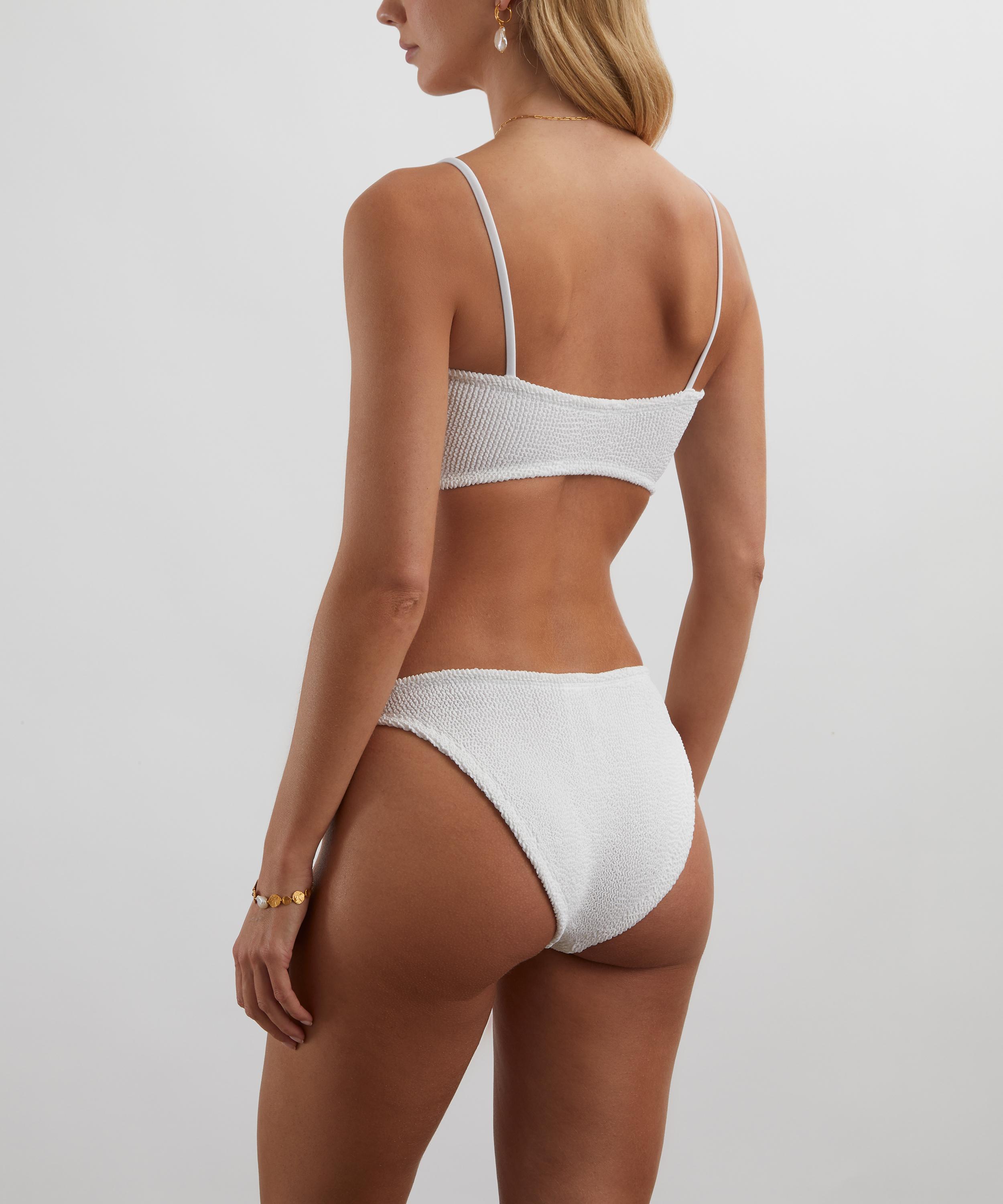 Hunza G - White Misty Bikini with Pearly Hoops image number 3