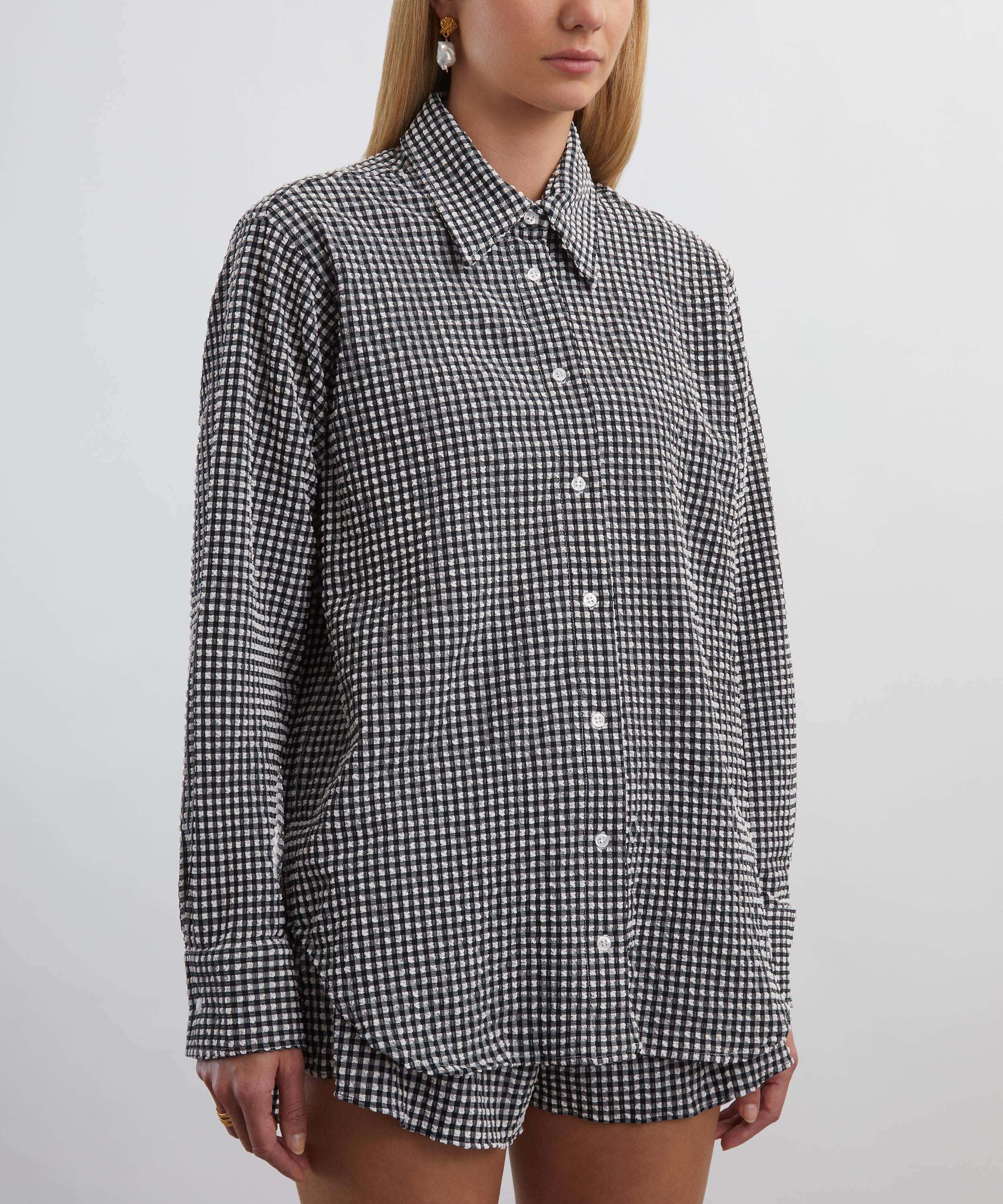 Hunza G - Black Gingham Seersucker Shirt image number 2
