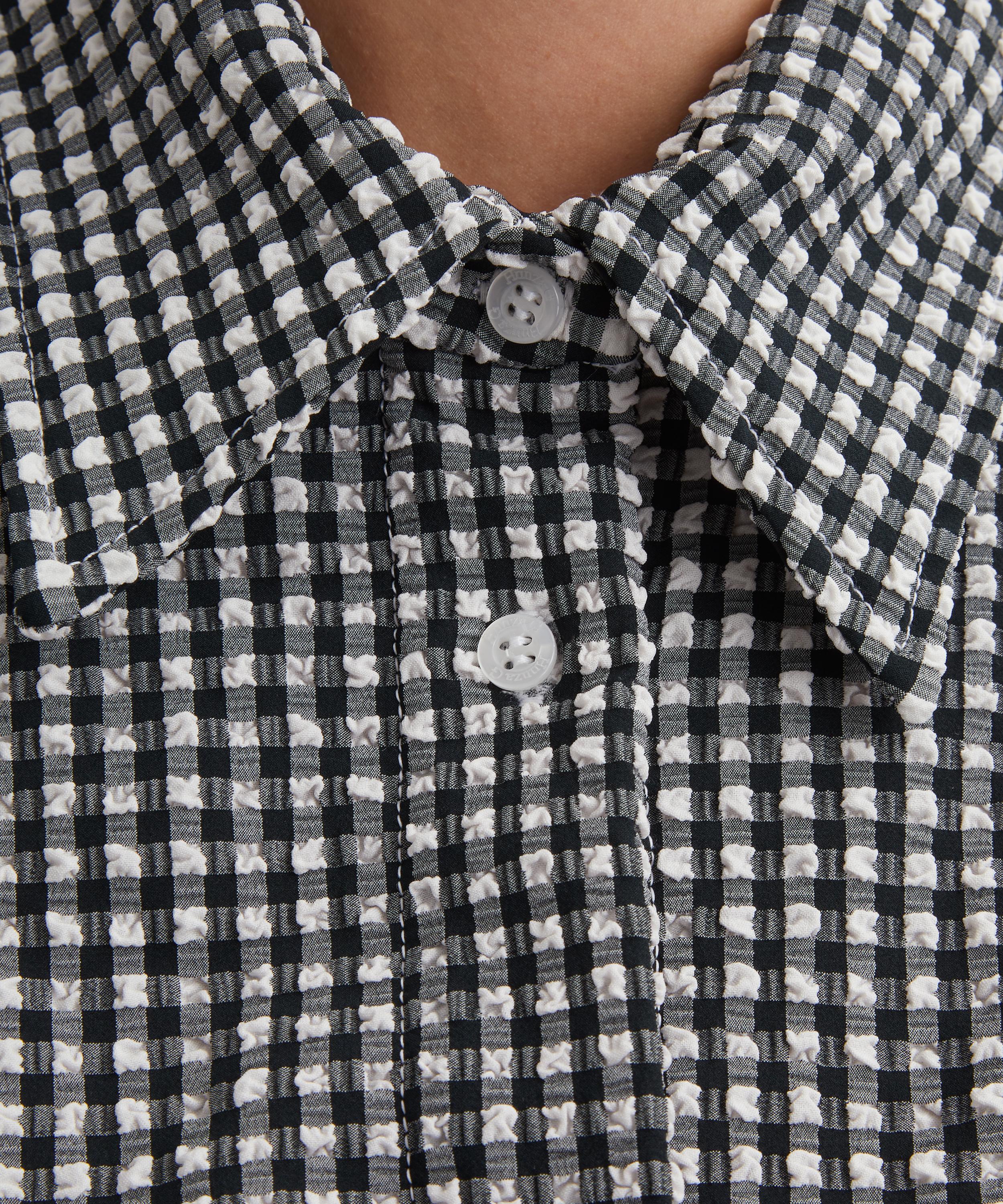 Hunza G - Black Gingham Seersucker Shirt image number 4