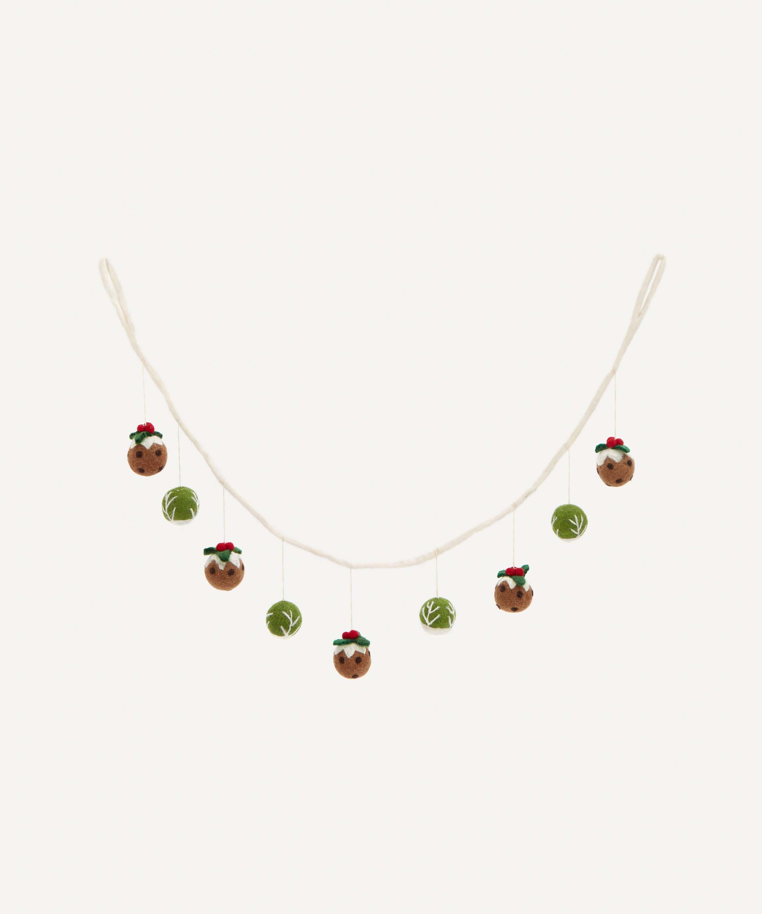 Christmas - Felt Brussel Sprout and Christmas Pudding Garland image number 0