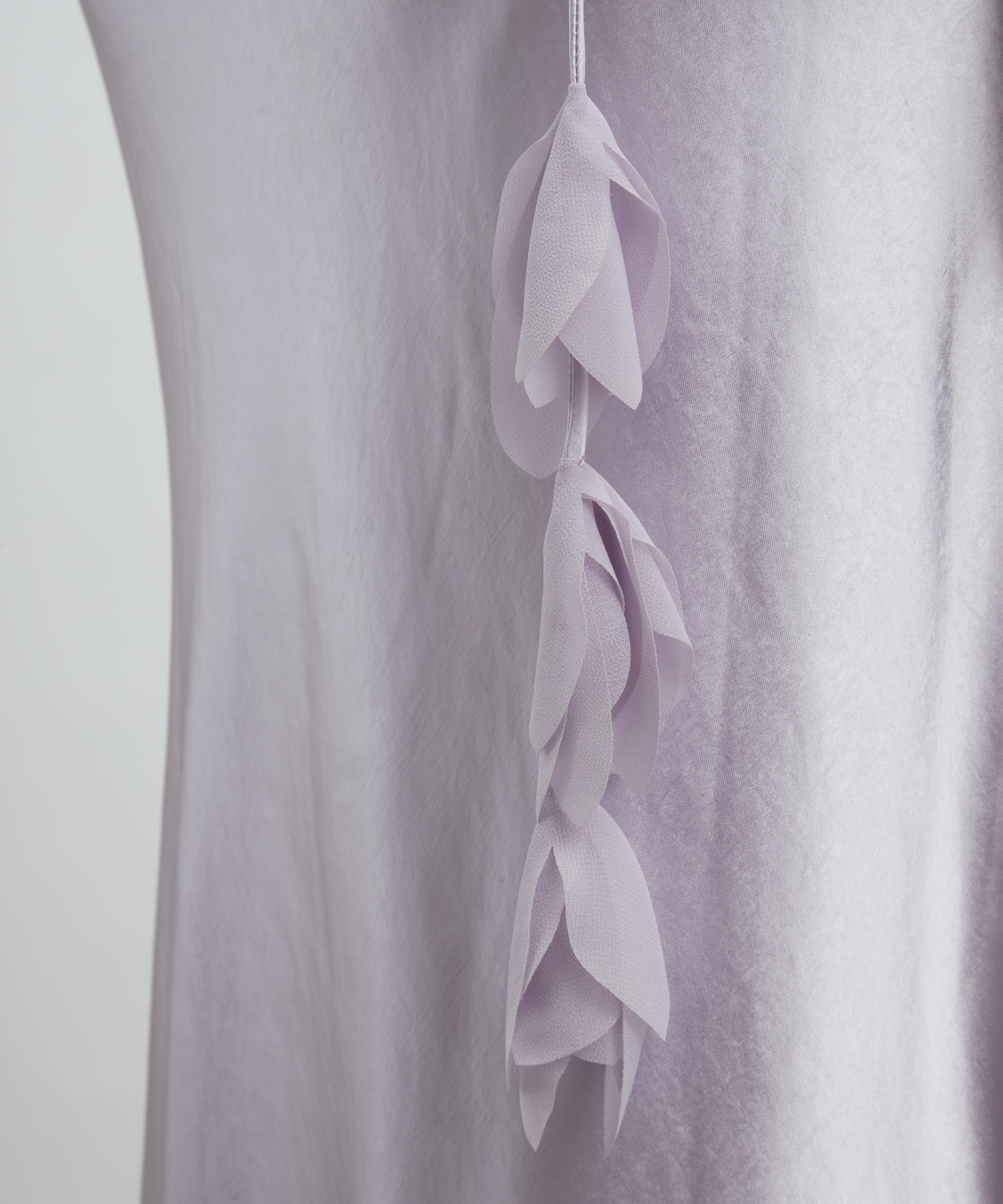 Self-Portrait - Lilac Flower Satin Maxi Dress image number 4