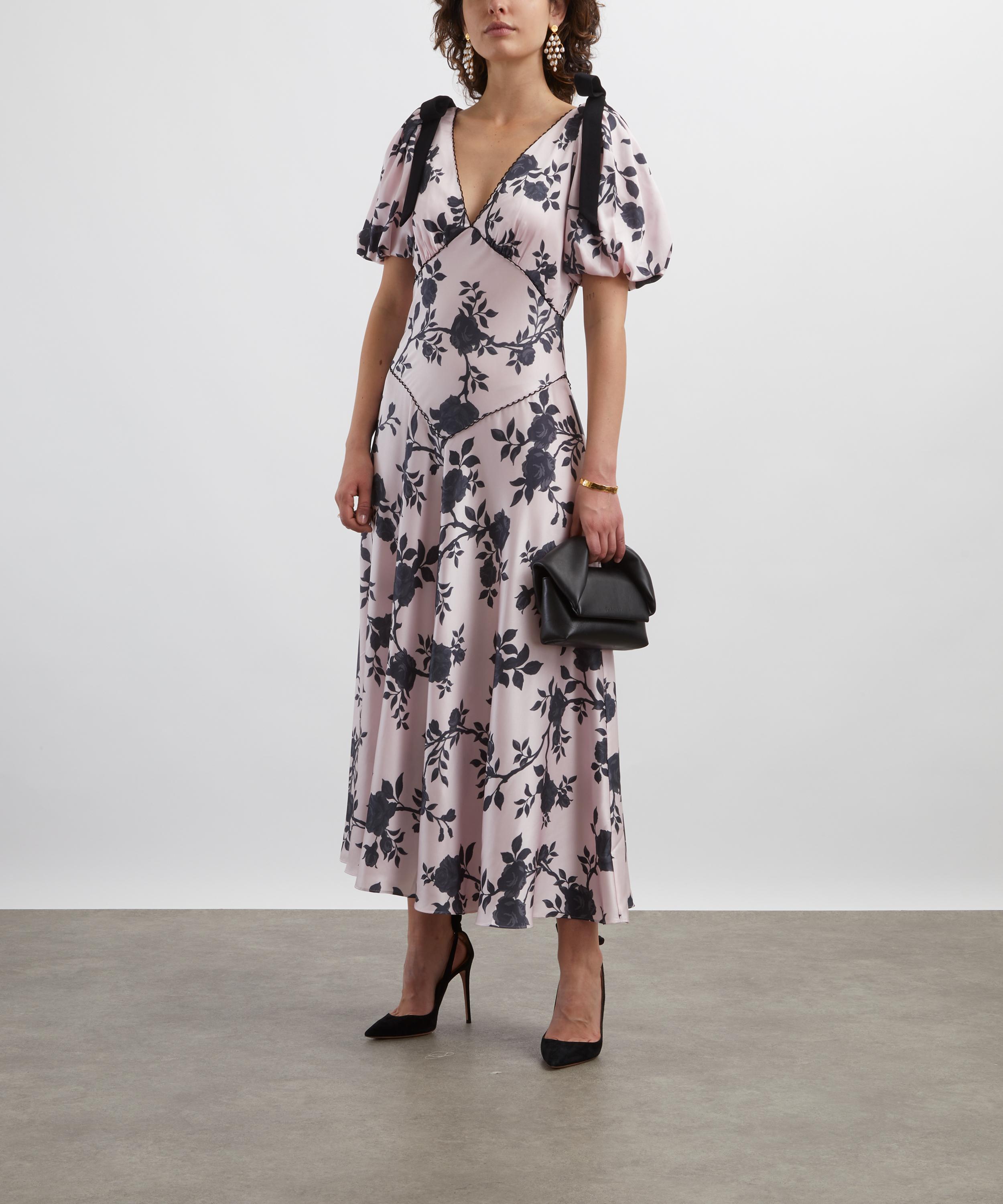 Self-Portrait - Satin Floral Midi Dress image number 1