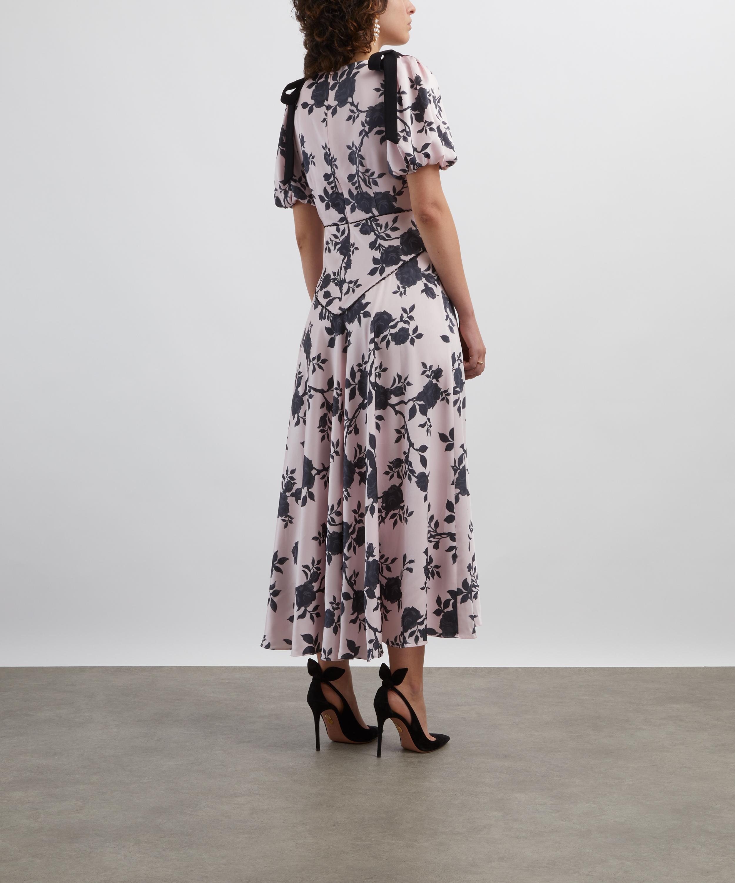 Self-Portrait - Satin Floral Midi Dress image number 3