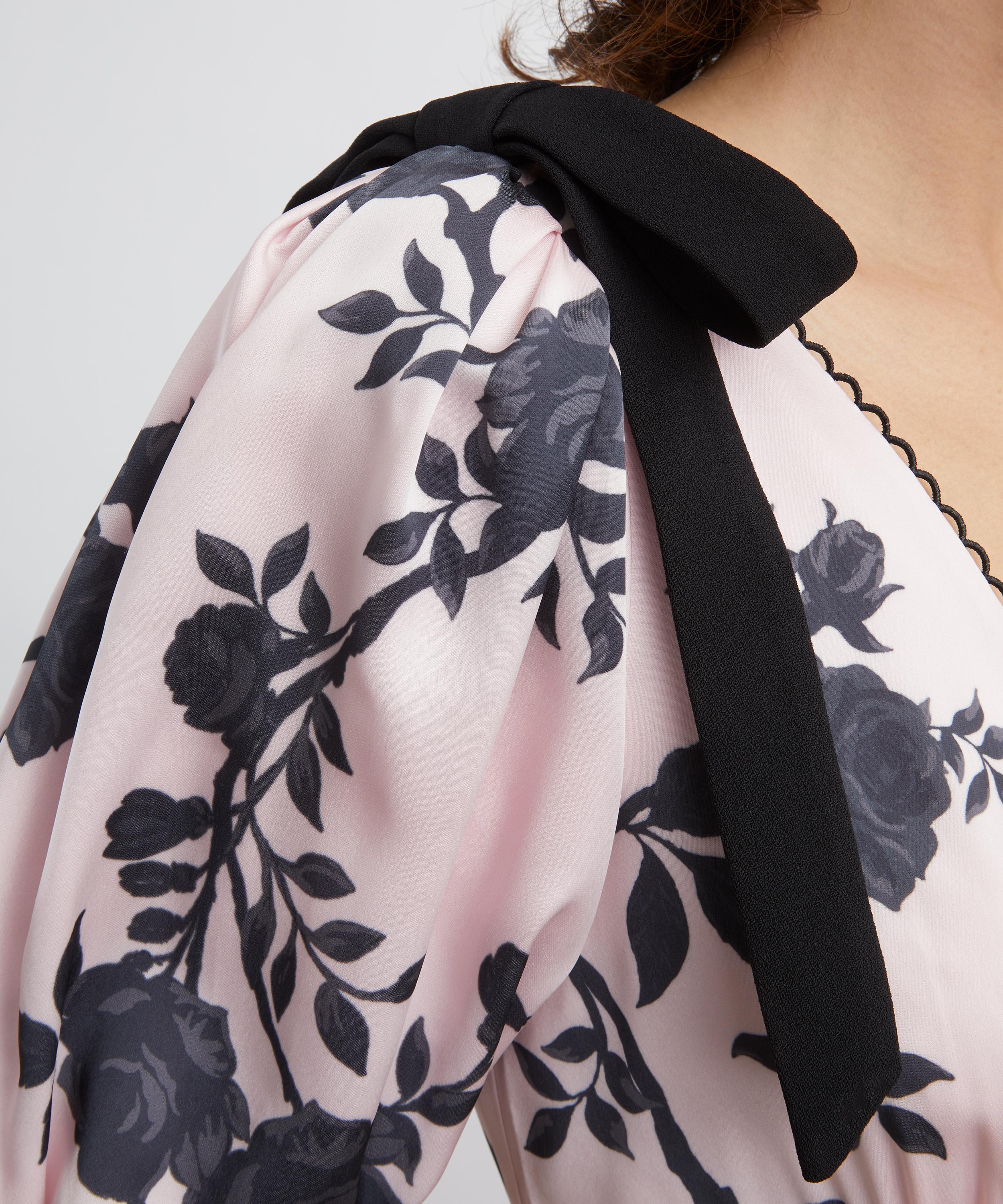 Self-Portrait - Satin Floral Midi Dress image number 4