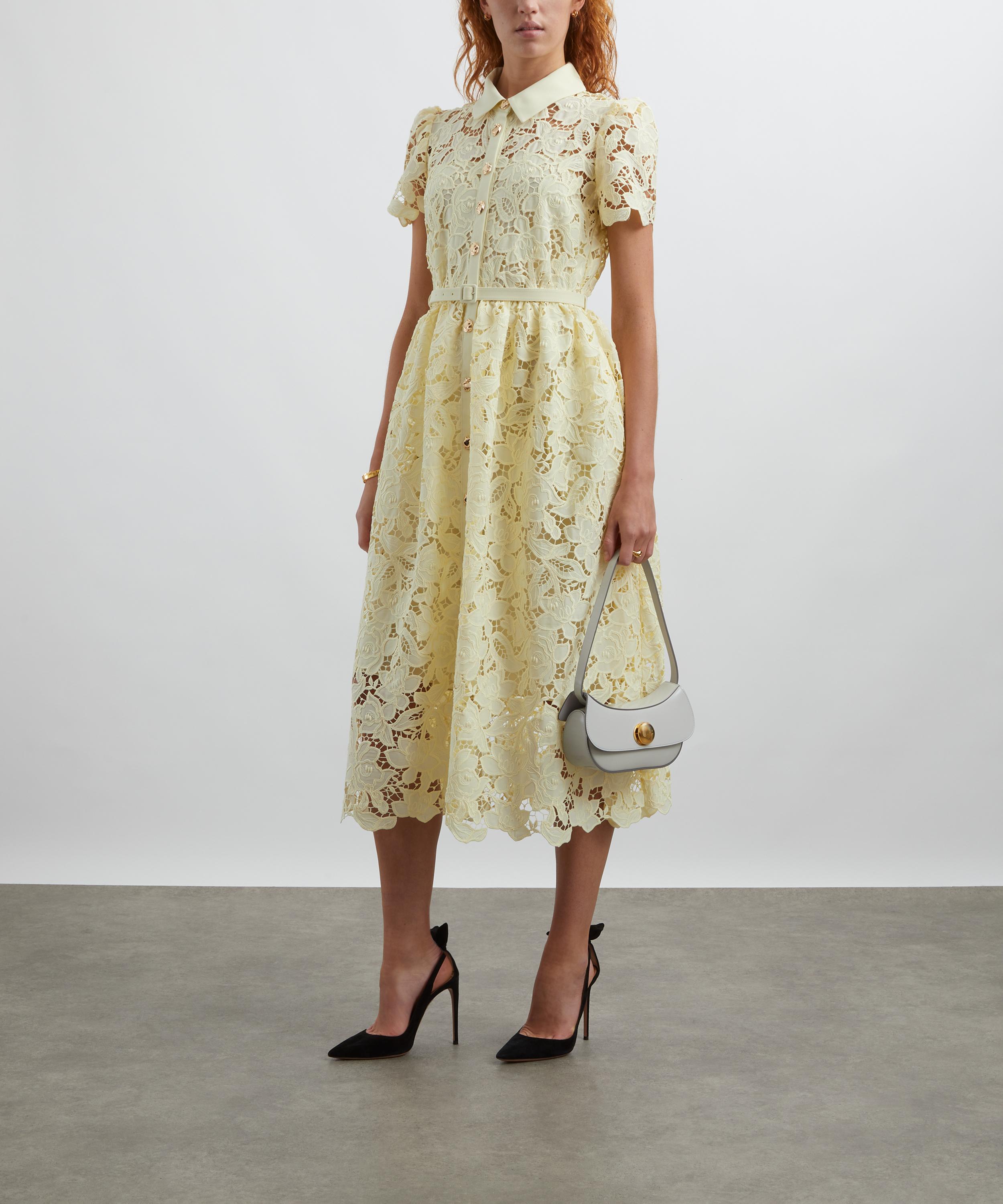 Self-Portrait - Yellow Lace Collared Midi Dress image number 1