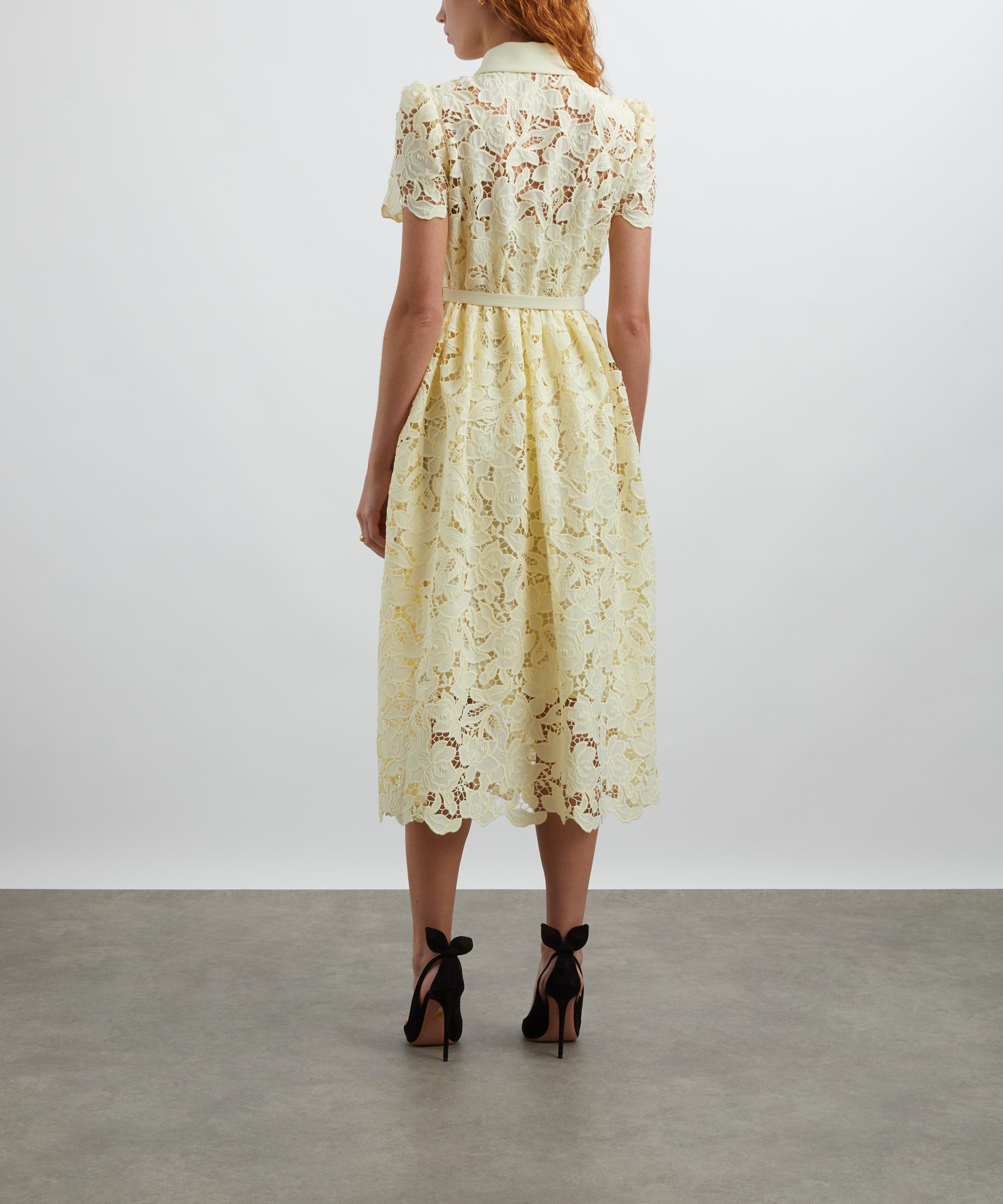 Self-Portrait - Yellow Lace Collared Midi Dress image number 3