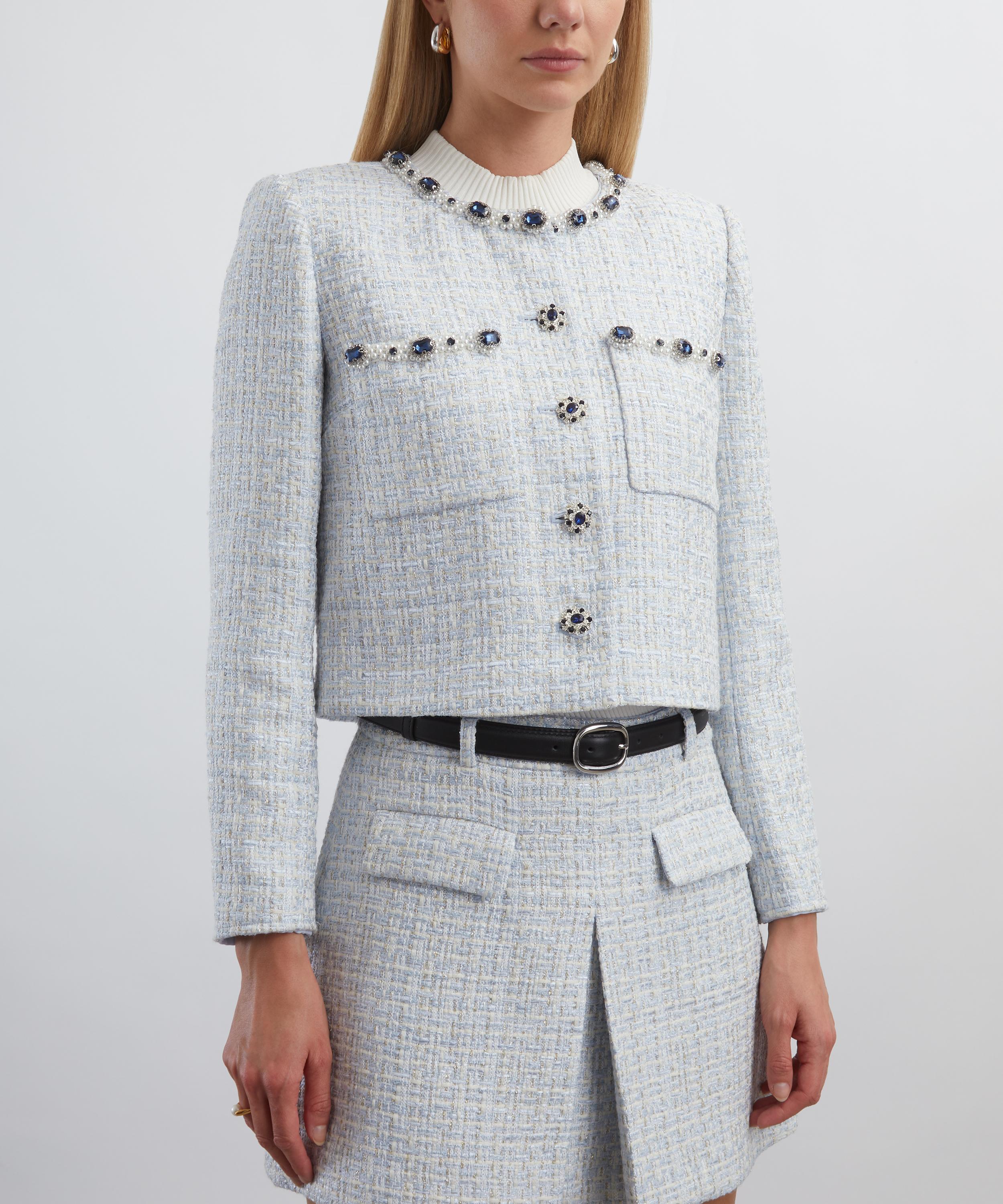 Self-Portrait - Blue Bouclé Jacket image number 2