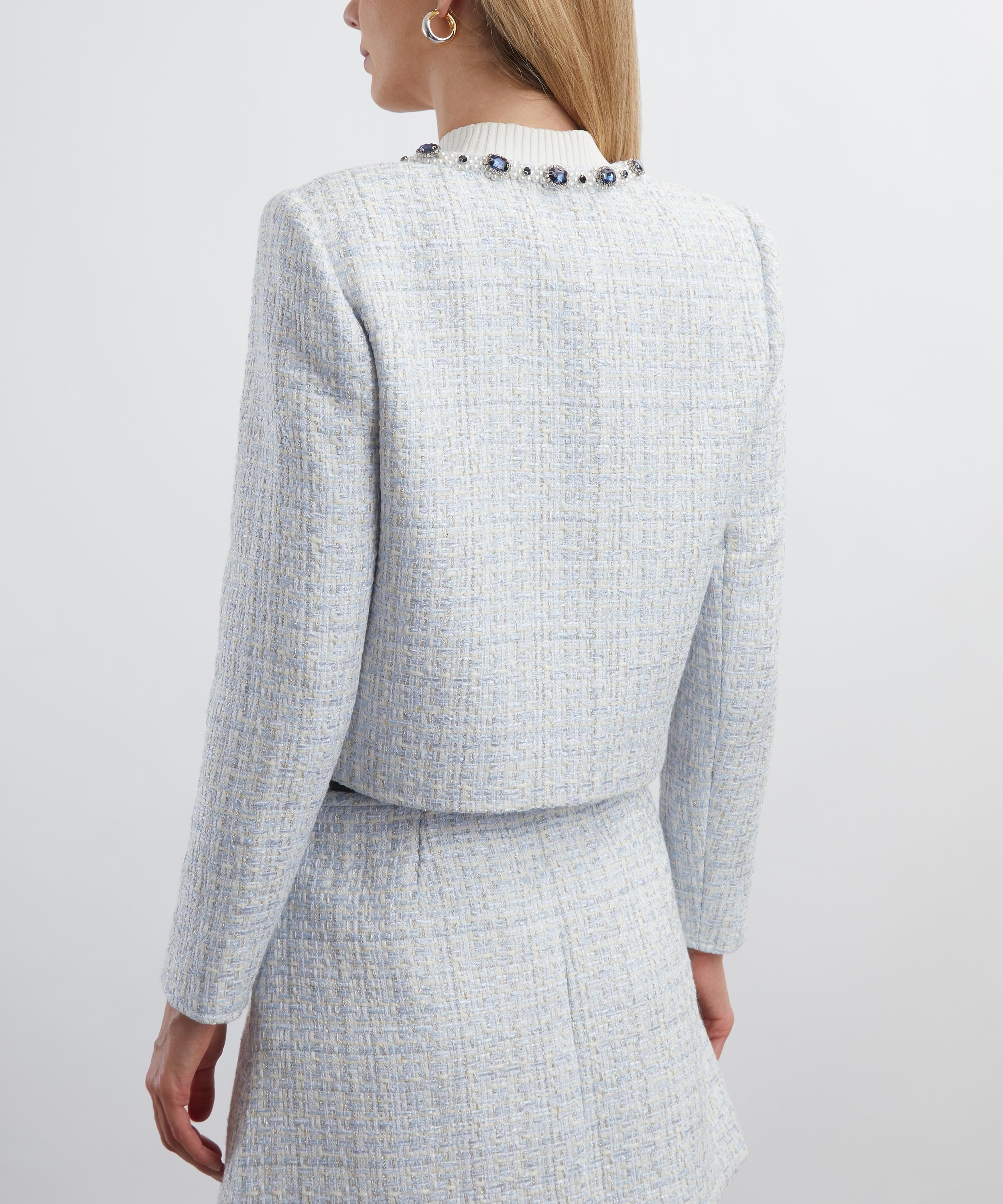 Self-Portrait - Blue Bouclé Jacket image number 3