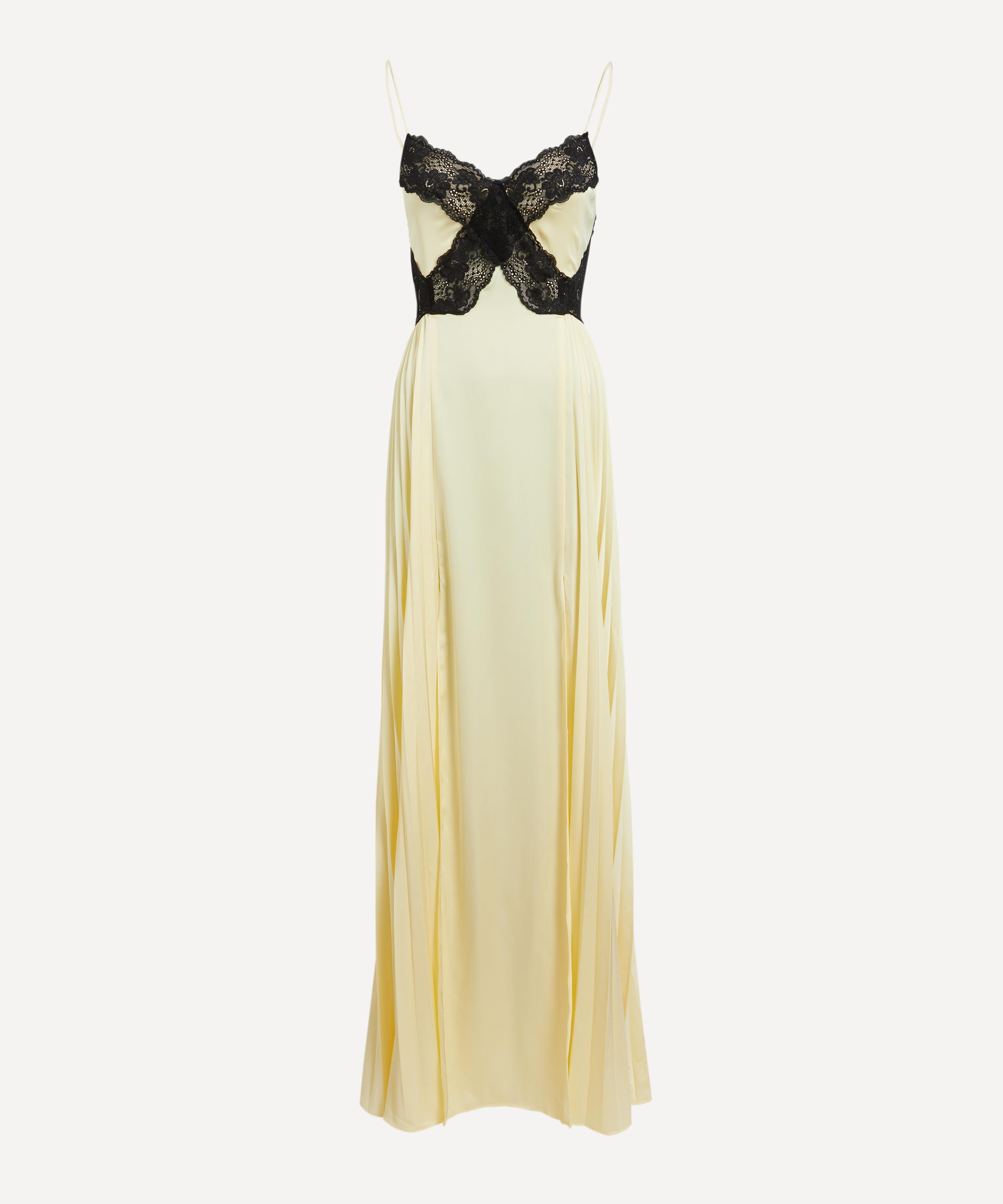 Self-Portrait - Yellow Satin Lace Maxi Dress image number 0