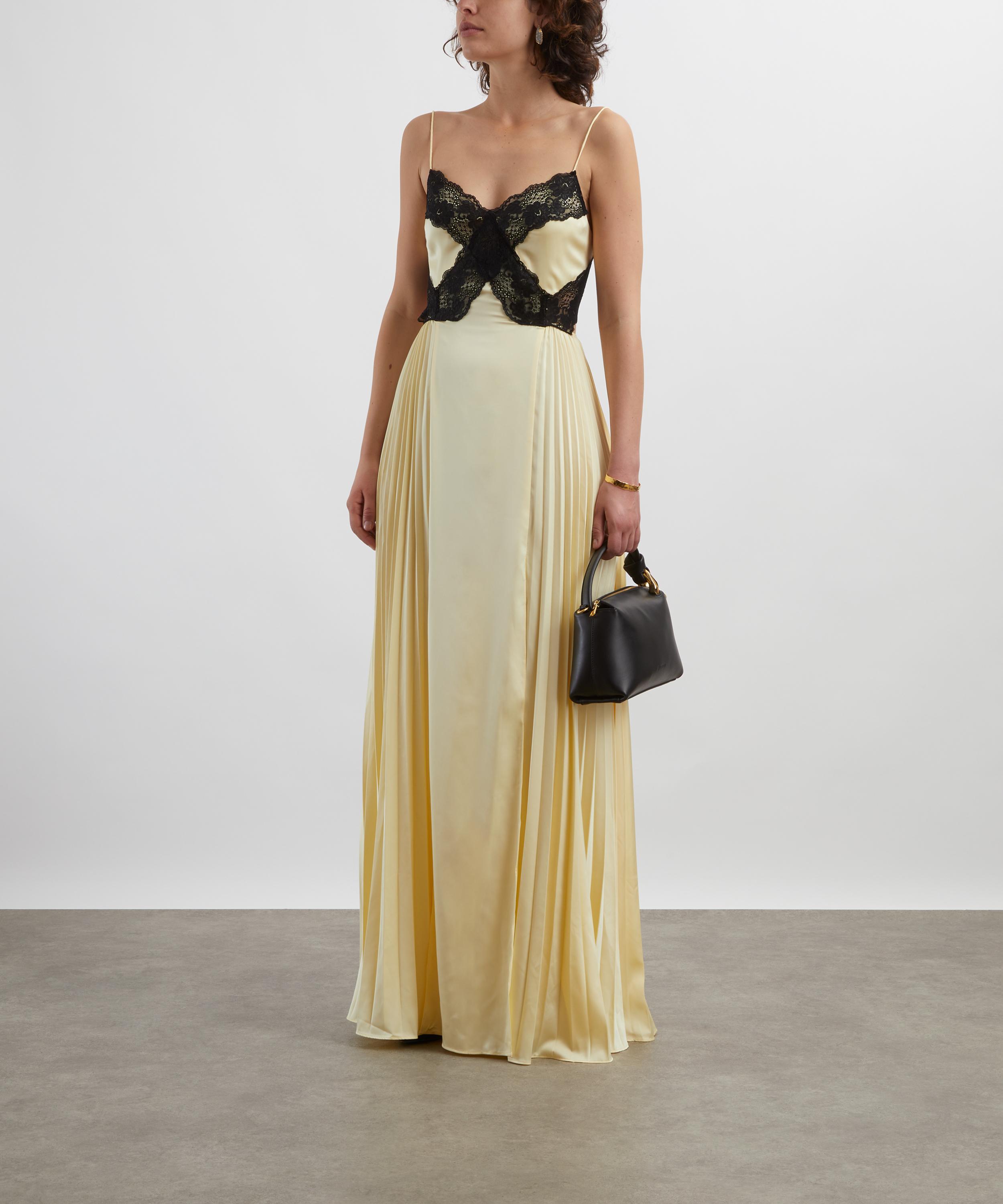 Self-Portrait - Yellow Satin Lace Maxi Dress image number 1