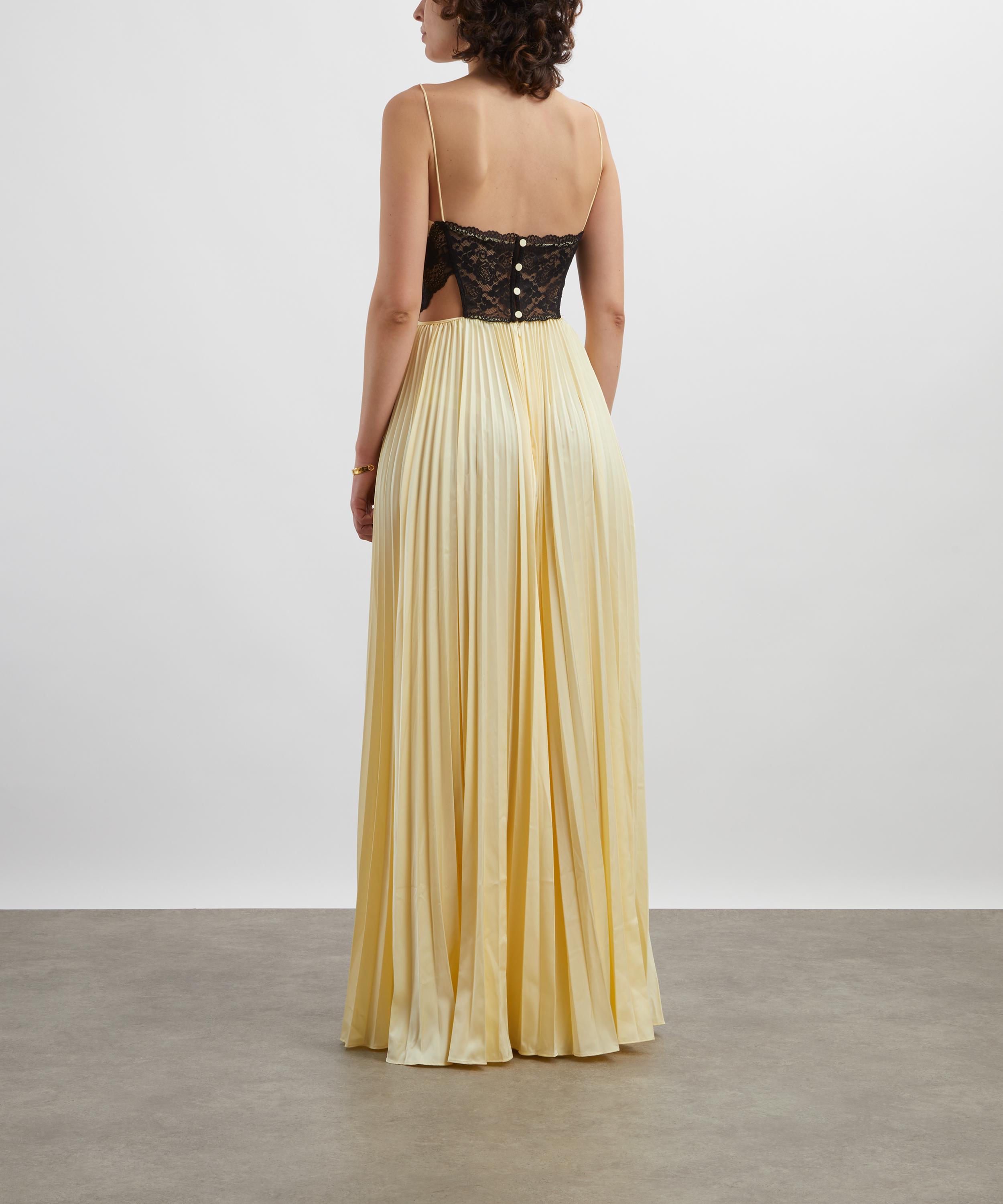 Self-Portrait - Yellow Satin Lace Maxi Dress image number 3
