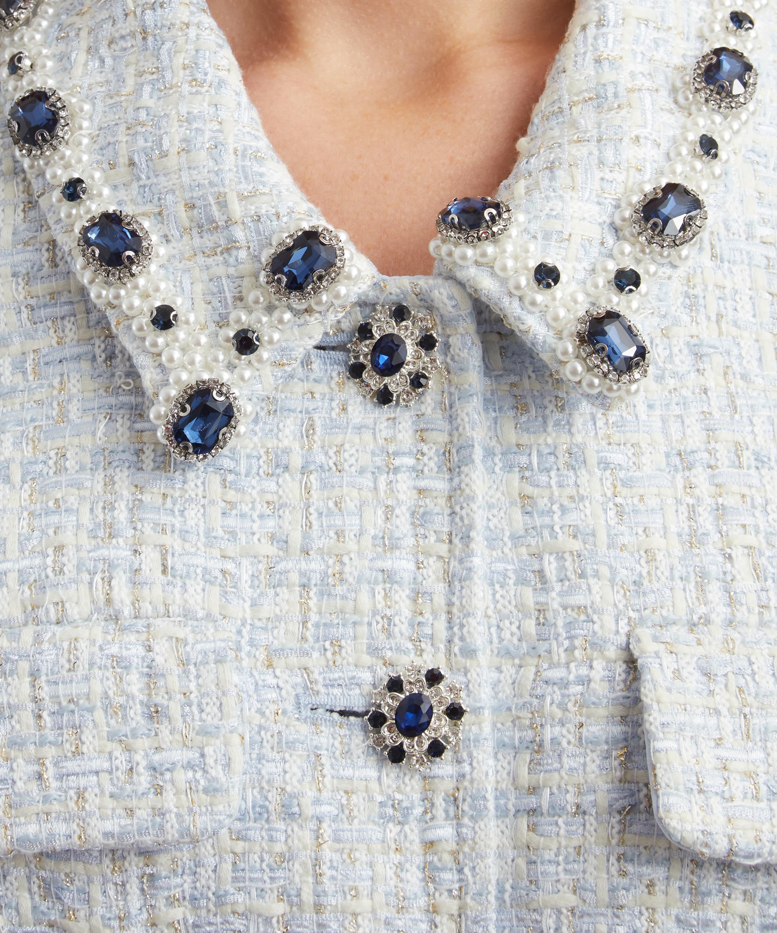 Self-Portrait - Blue Boucle Mini Dress image number 4