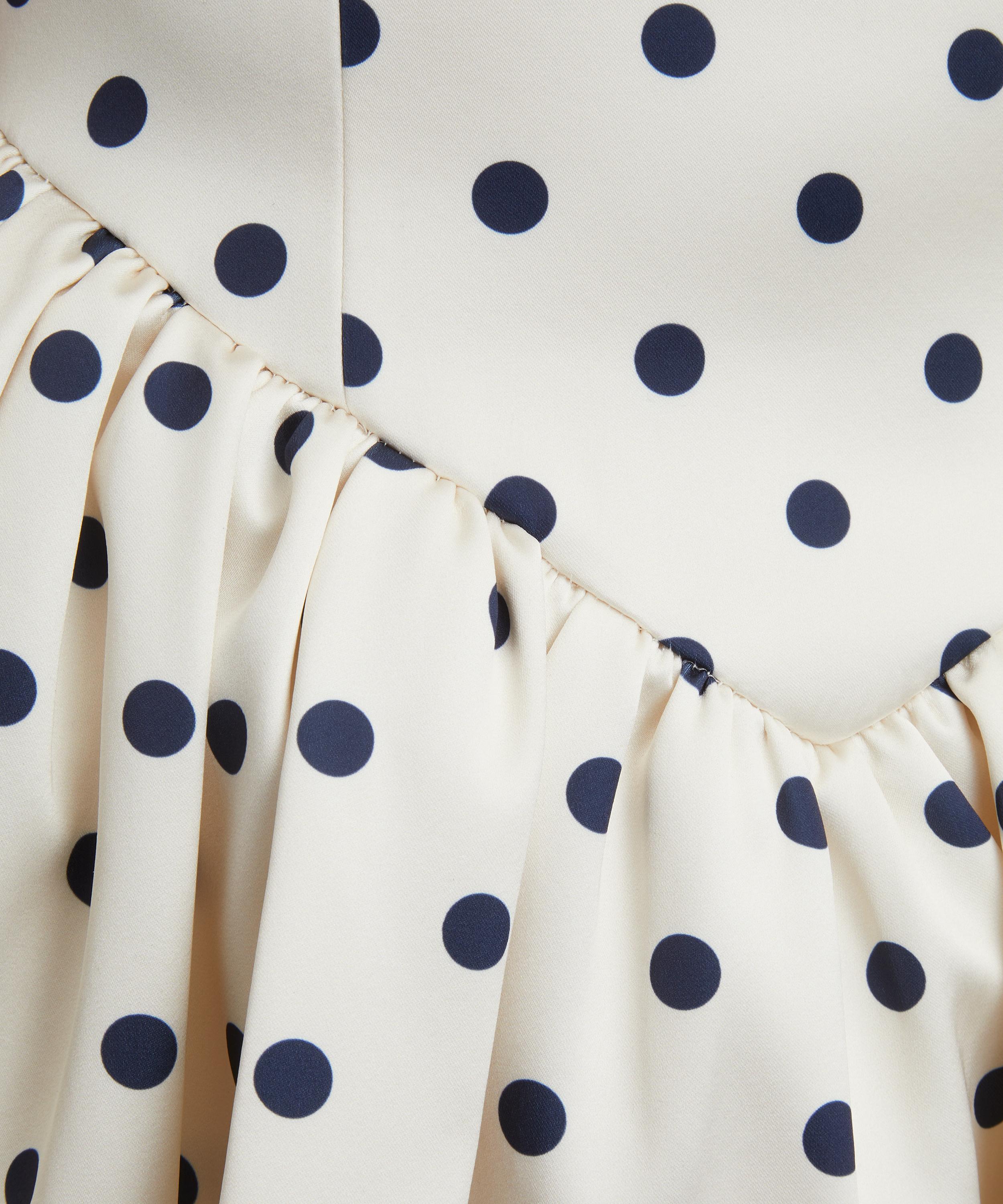 Self-Portrait - Cream Polka Dot Satin Mini Dress image number 4