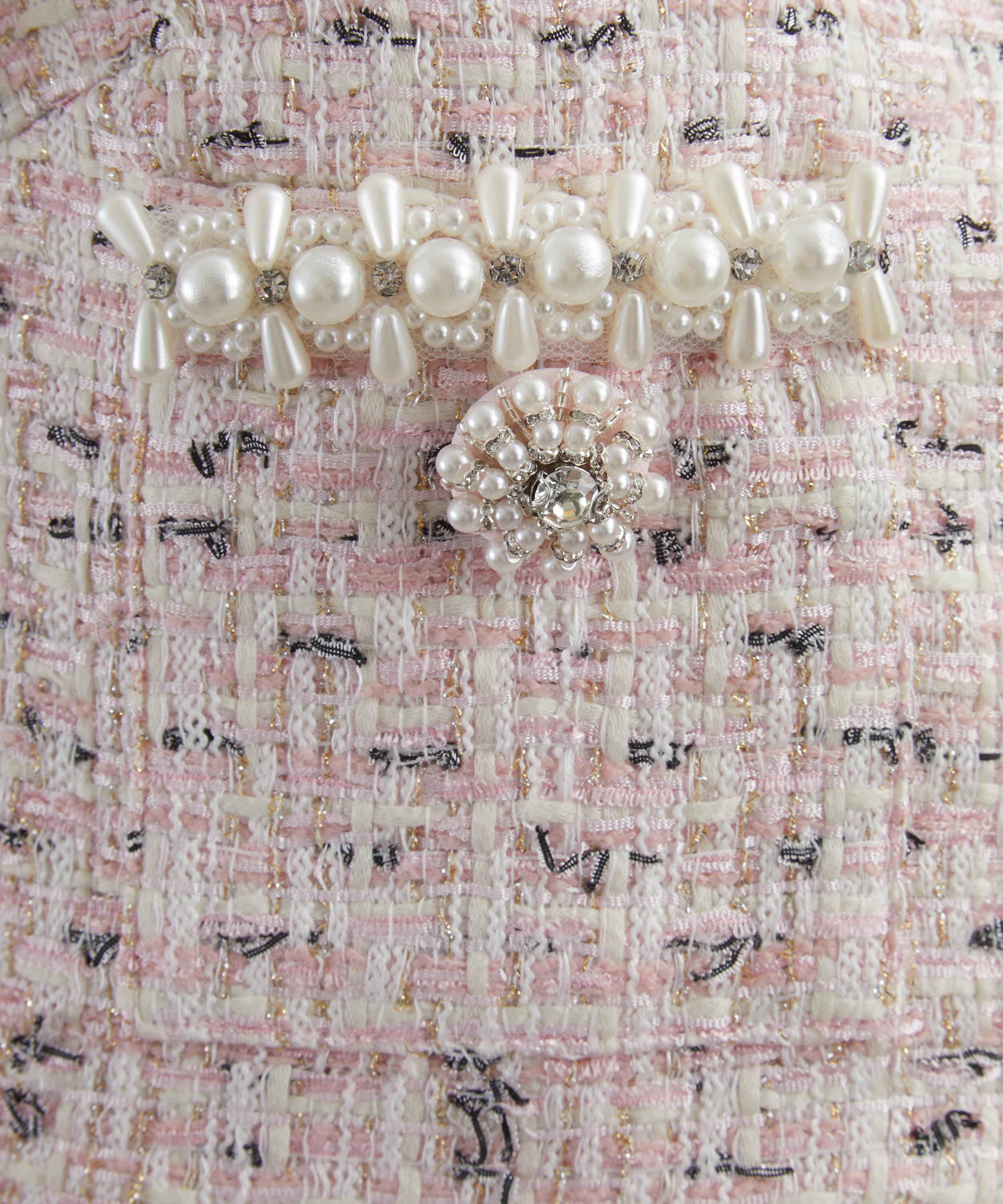 Self-Portrait - Pink Bouclé Pearl Top image number 4