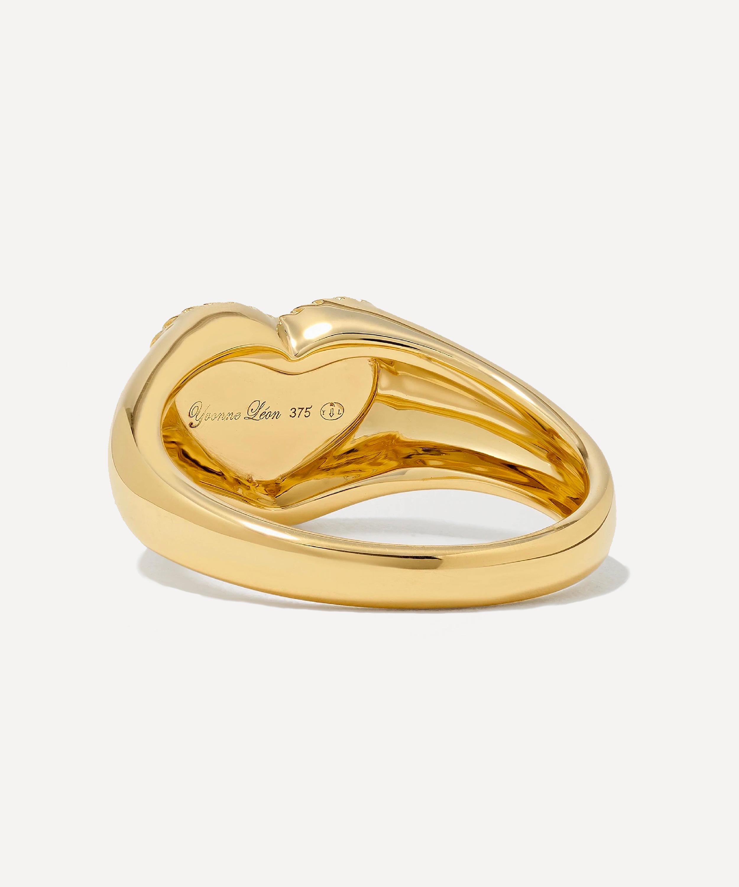 Yvonne Léon - 9ct Gold Red Agate Baby Heart Signet Ring image number 3
