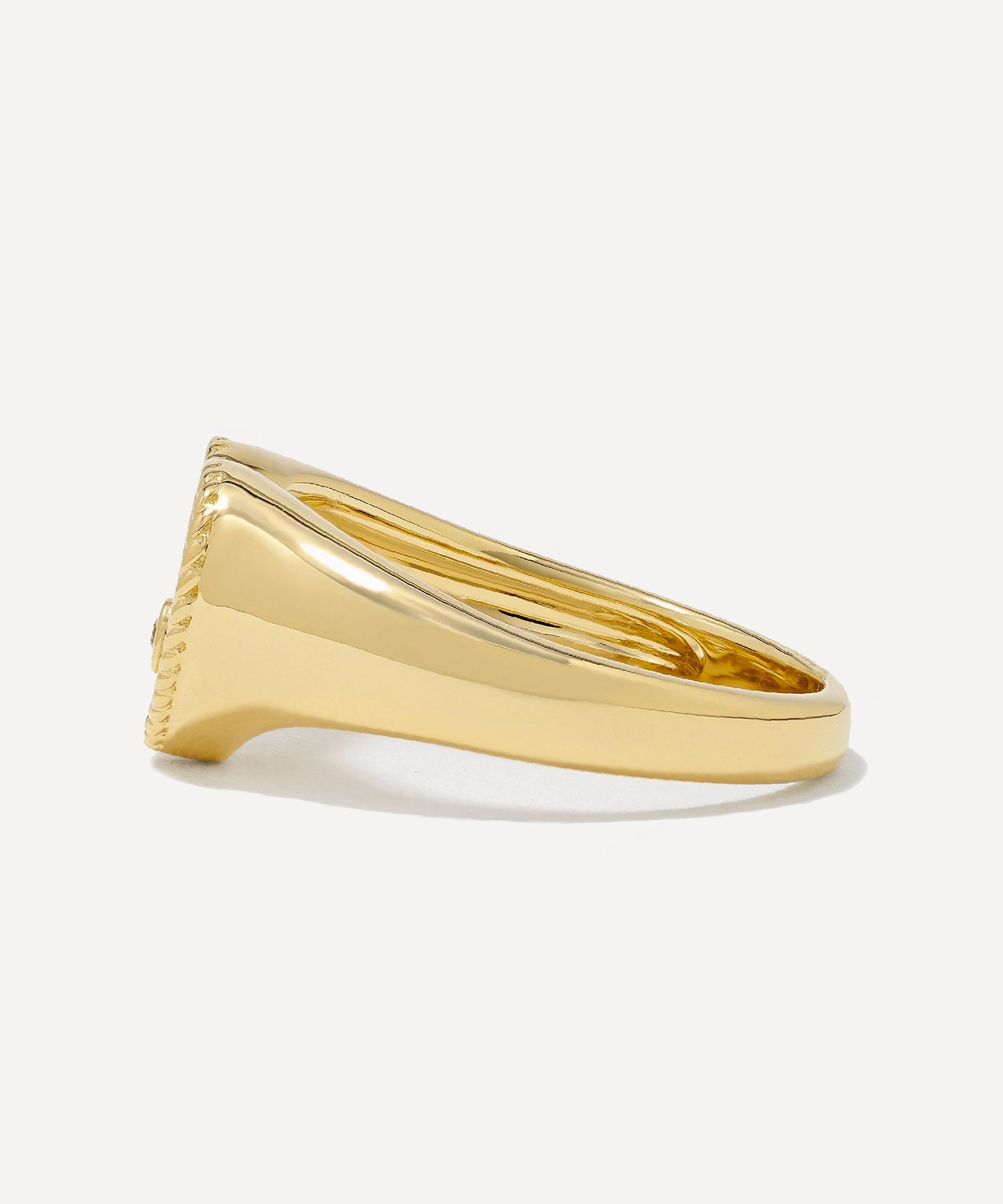 Yvonne Léon - 9ct Gold Tigers Eye Baby Heart Signet Ring image number 2