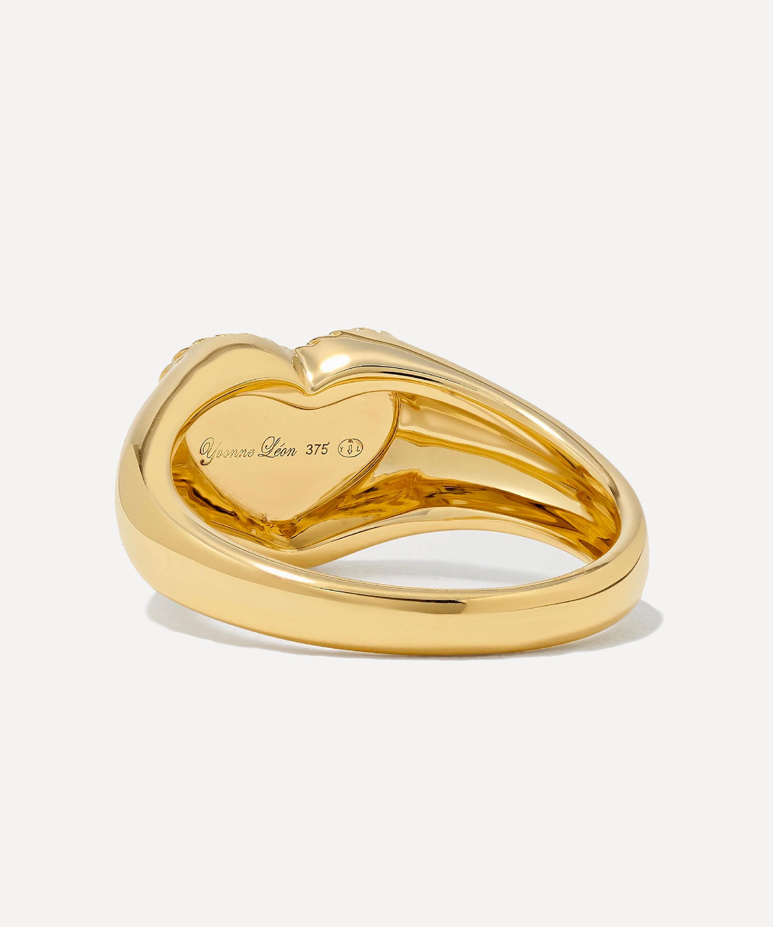 Yvonne Léon - 9ct Gold Tigers Eye Baby Heart Signet Ring image number 3