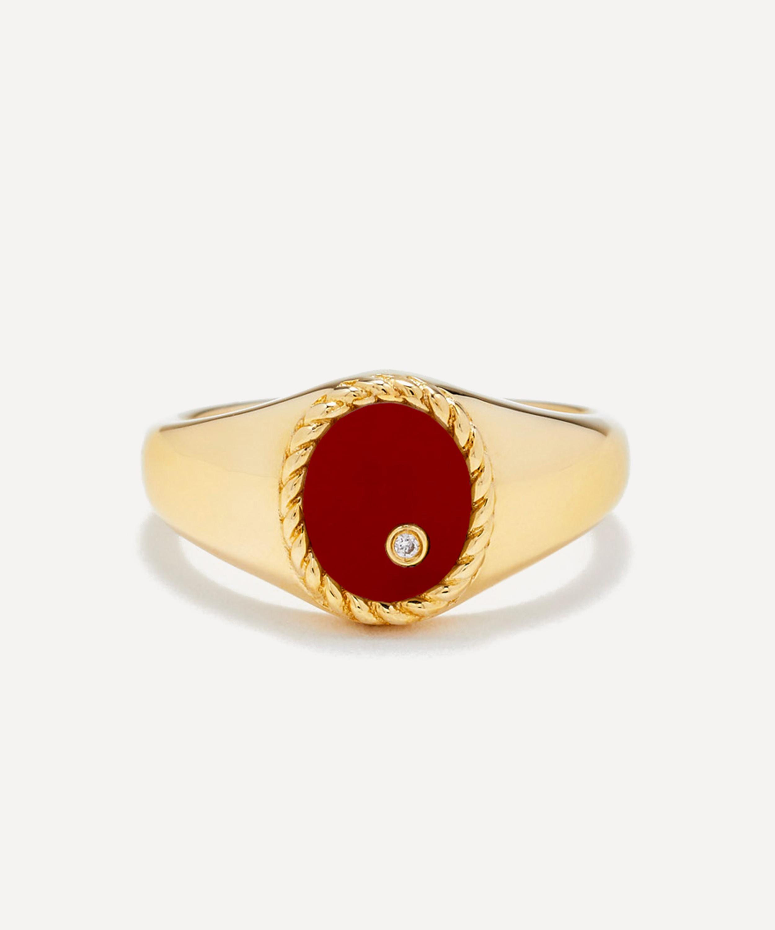 Yvonne Léon - 9ct Gold Red Agate Baby Oval Signet Ring image number 0